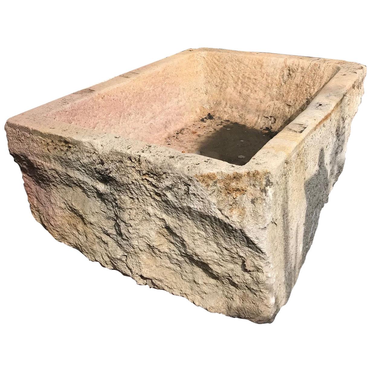 Hand Carved Stone Container Fountain Basin Tub Planter Container Trough antiques