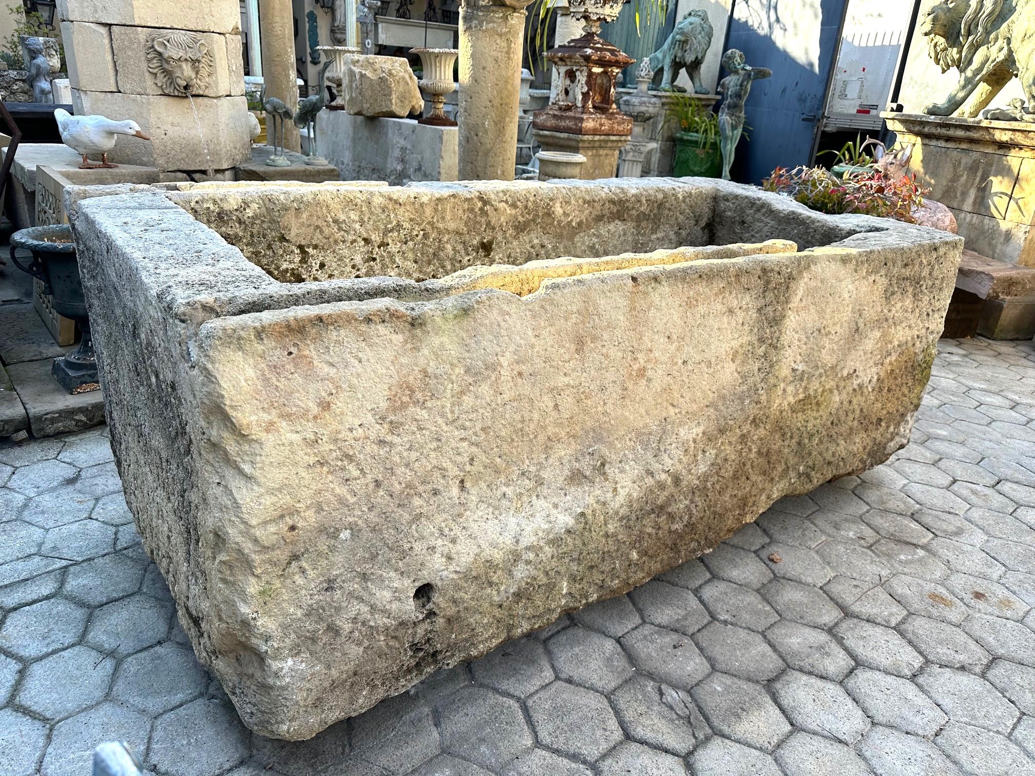 Hand Carved Stone Container Fountain Basin Tub Planter Firepit Trough Antique LA For Sale 5