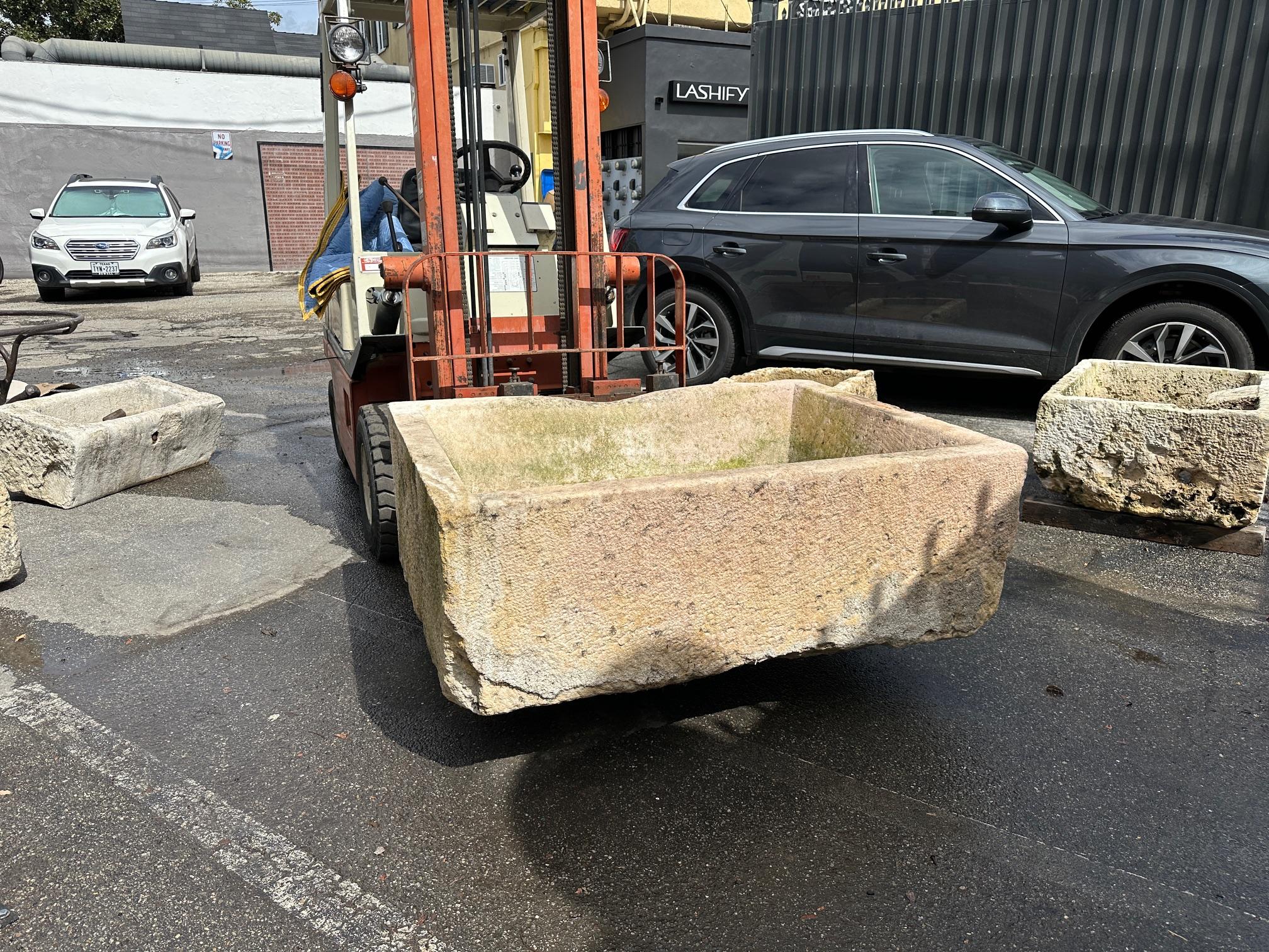 Hand Carved Stone Container Fountain Basin Tub Planter Firepit Trough Antique LA For Sale 6
