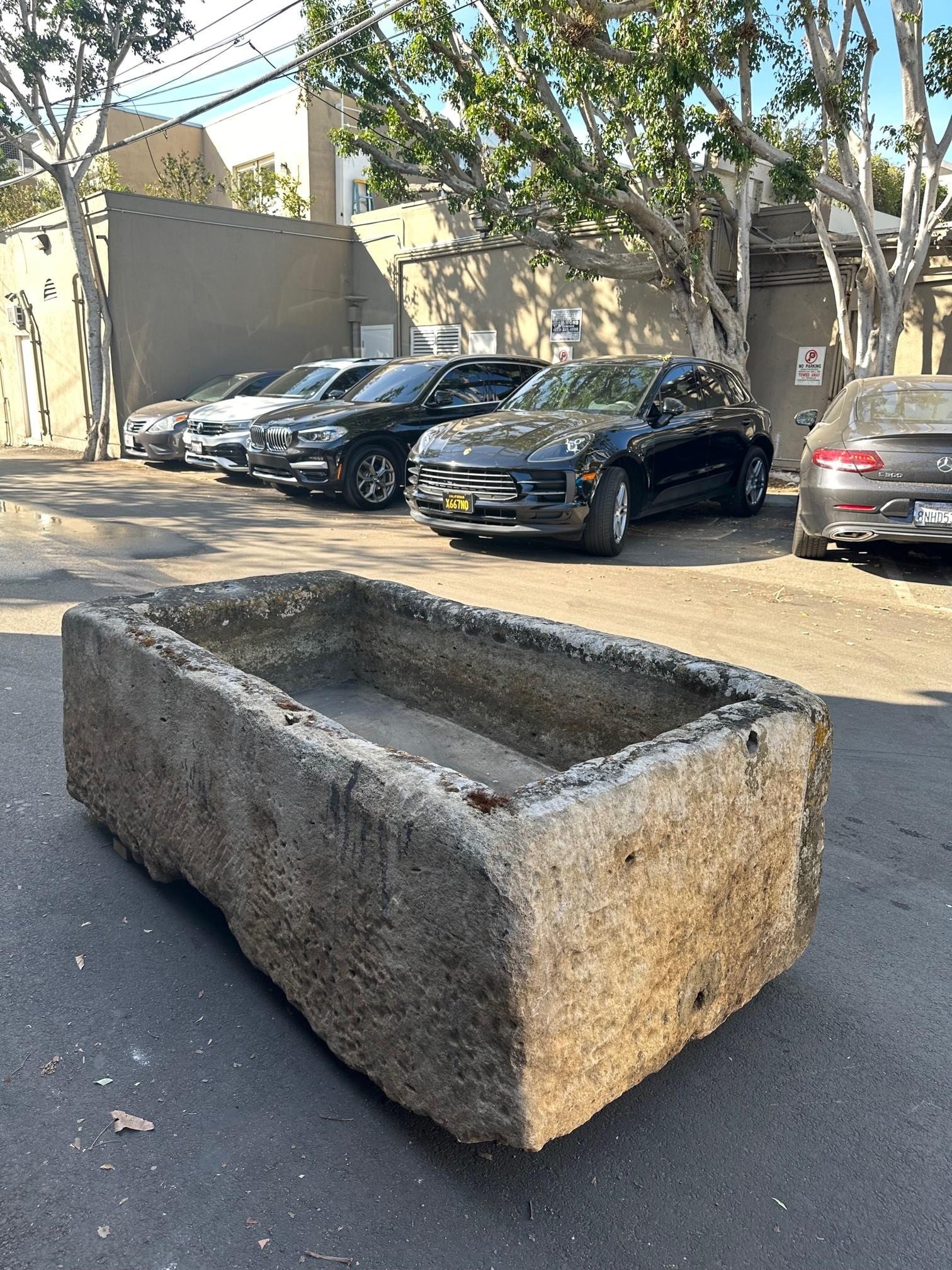 Hand Carved Stone Container Fountain Basin Tub Planter Firepit Trough Antique LA 6