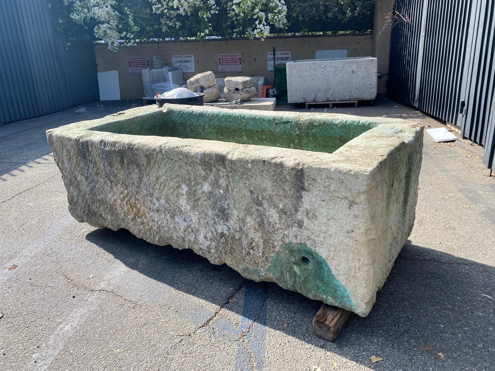 Hand Carved Stone Container Fountain Basin Tub Planter Firepit Trough Antique LA For Sale 3