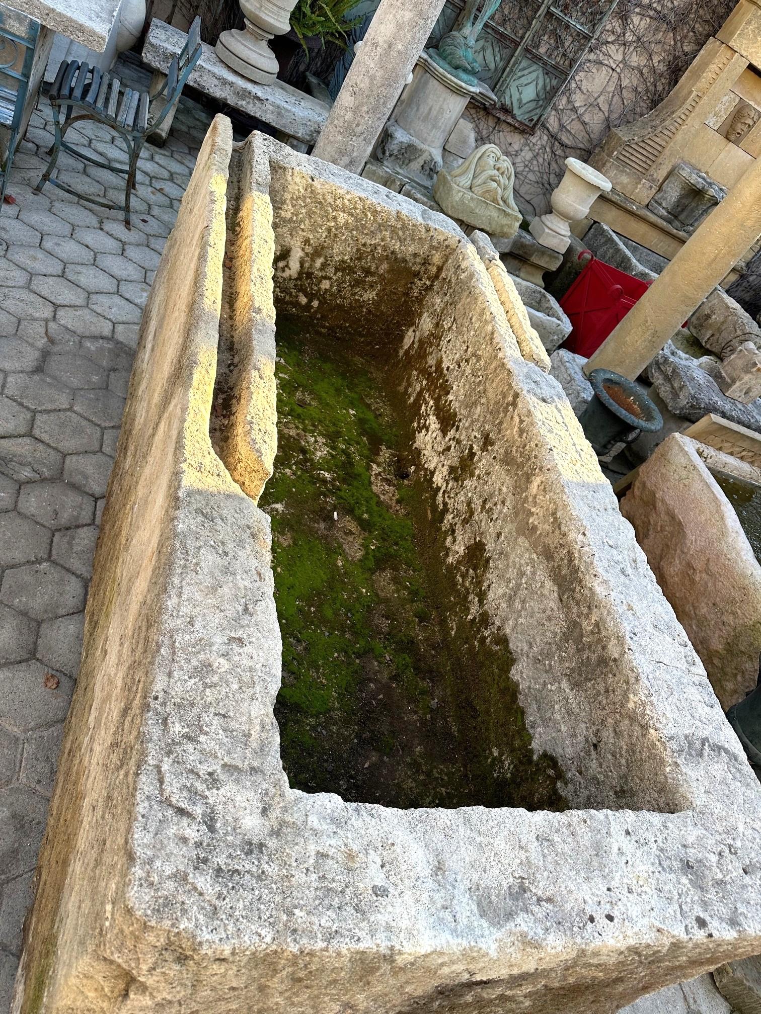 Hand Carved Stone Container Fountain Basin Tub Planter Firepit Trough Antique LA For Sale 6