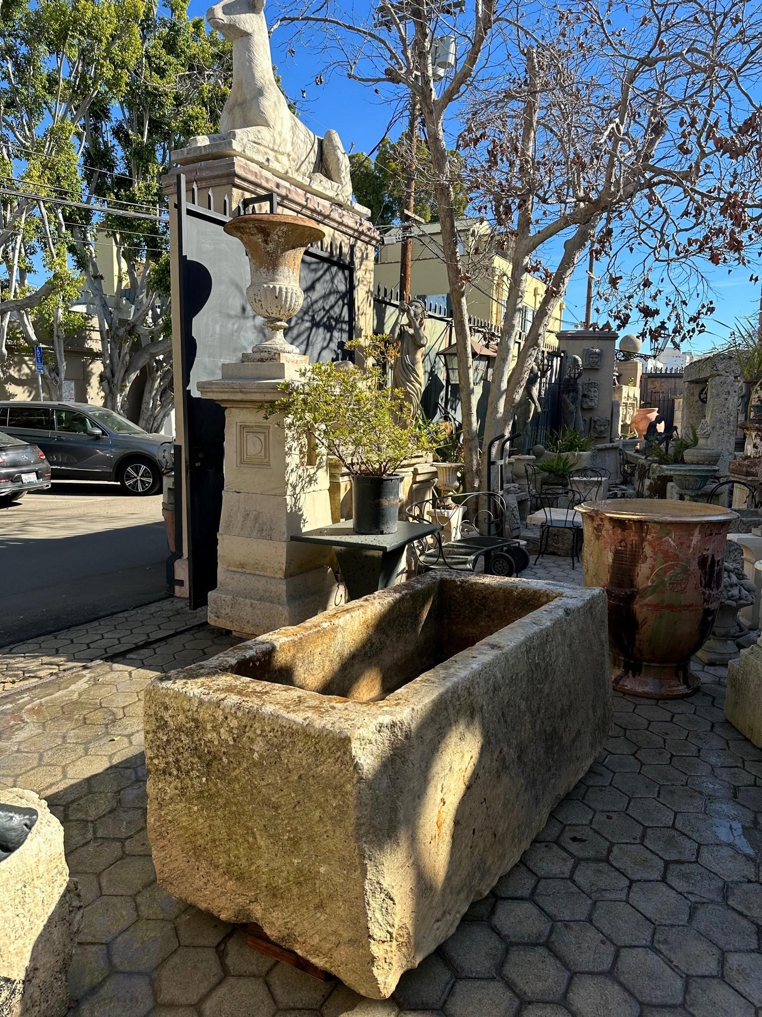 Hand Carved Stone Container Fountain Basin Tub Planter Firepit Trough Antique LA 7