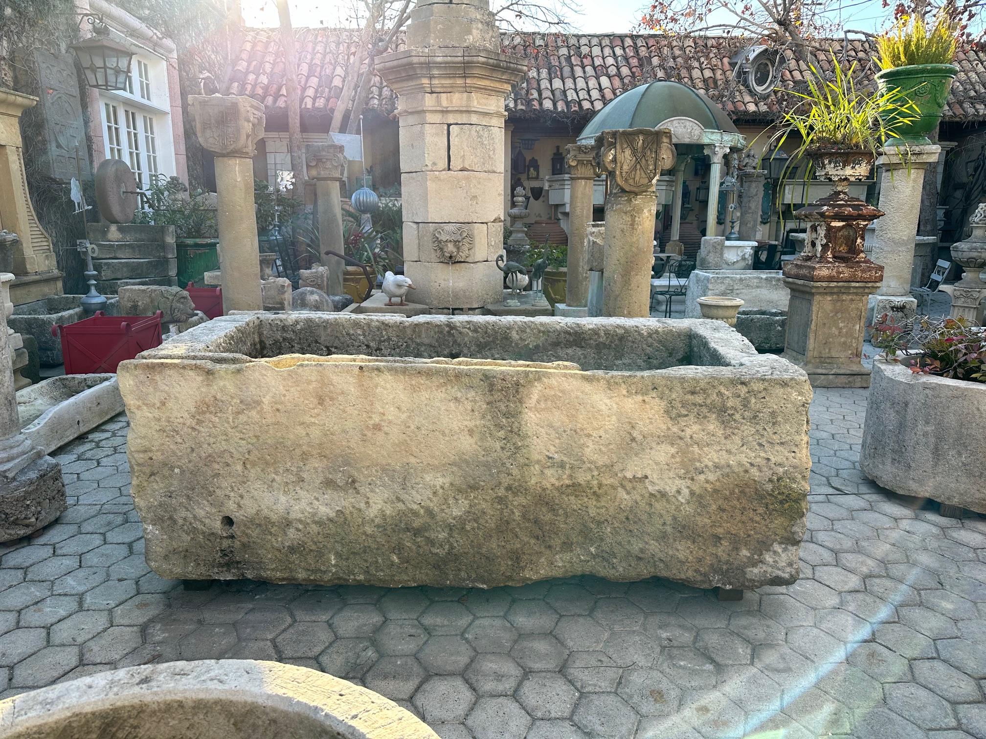 Hand Carved Stone Container Fountain Basin Tub Planter Firepit Trough Antique LA For Sale 7