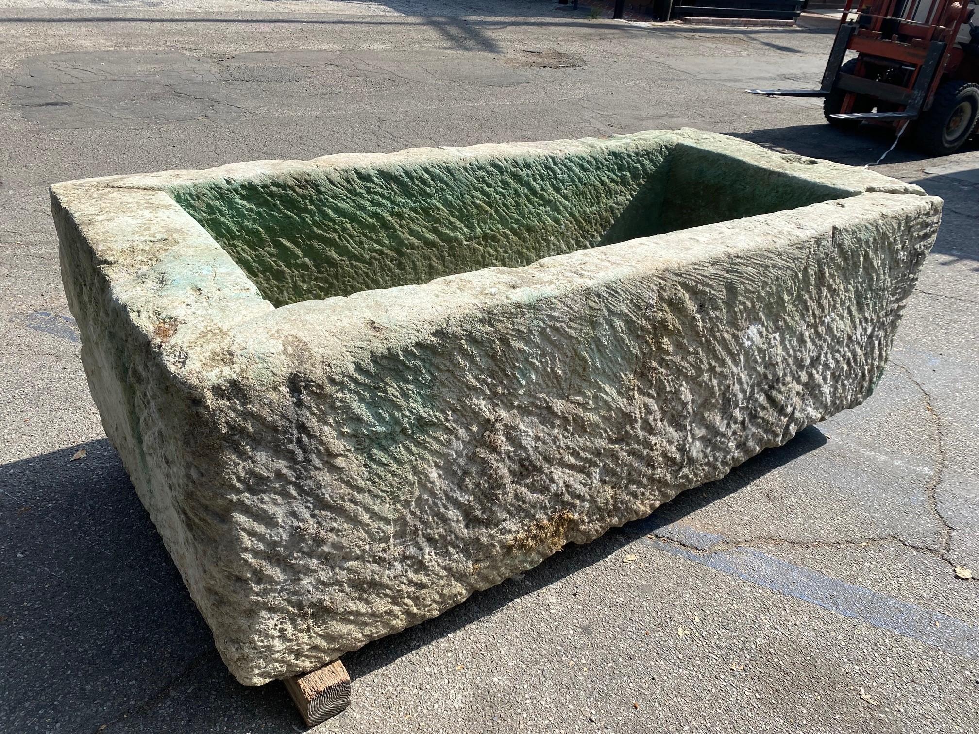 Hand Carved Stone Container Fountain Basin Tub Planter Firepit Trough Antique LA For Sale 5