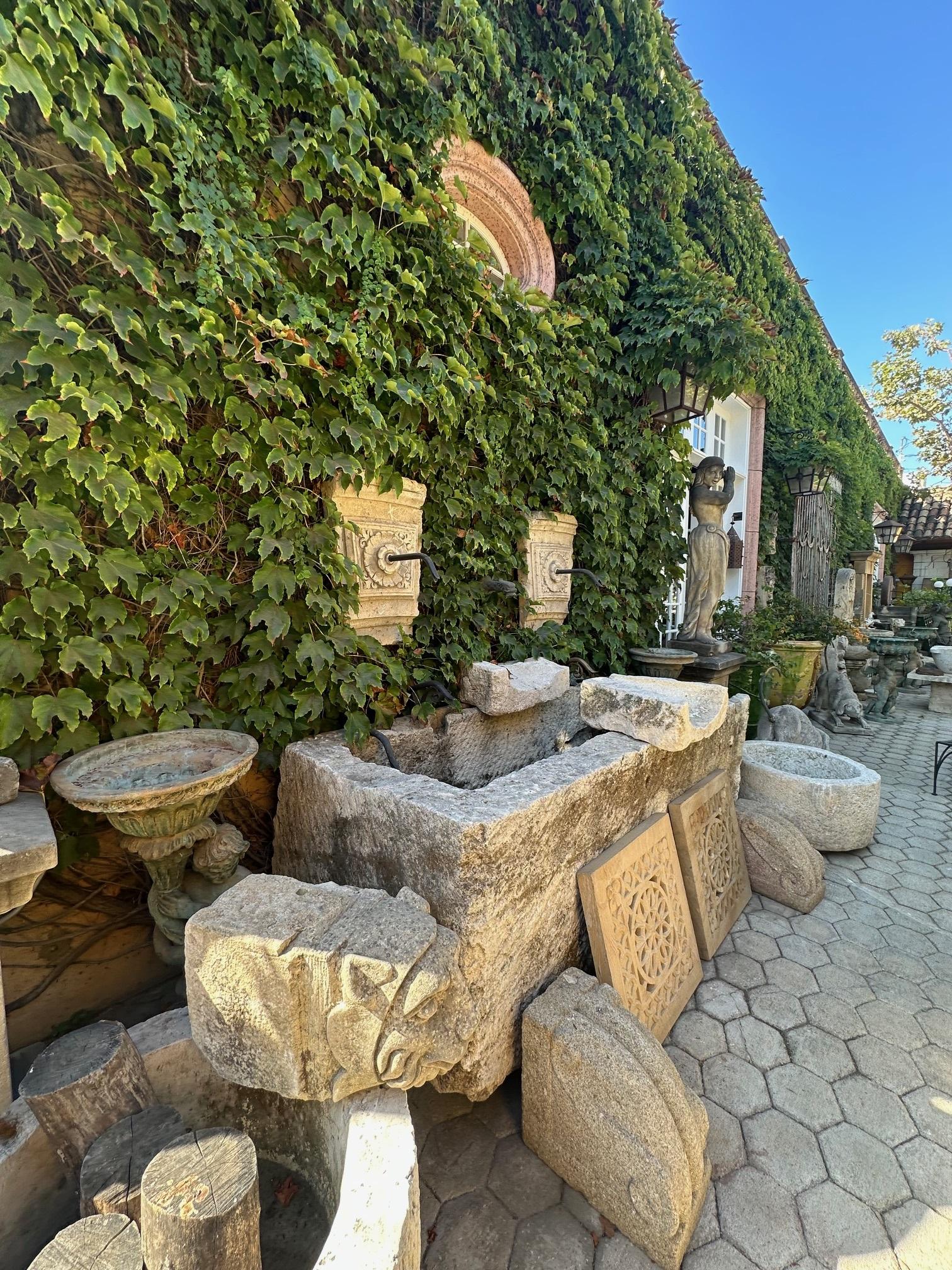 Hand Carved Stone Container Fountain Basin Tub Planter Firepit Trough Antique LA For Sale 8