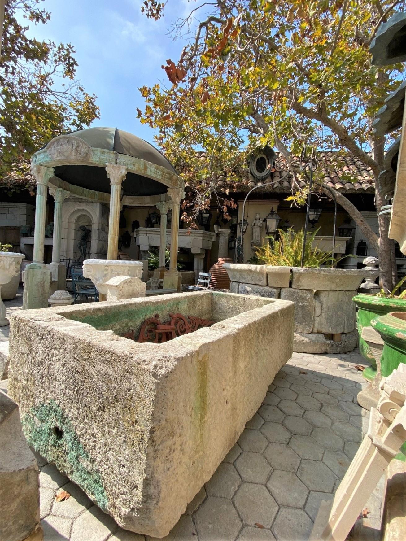 Hand Carved Stone Container Fountain Basin Tub Planter Firepit Trough Antique LA 9