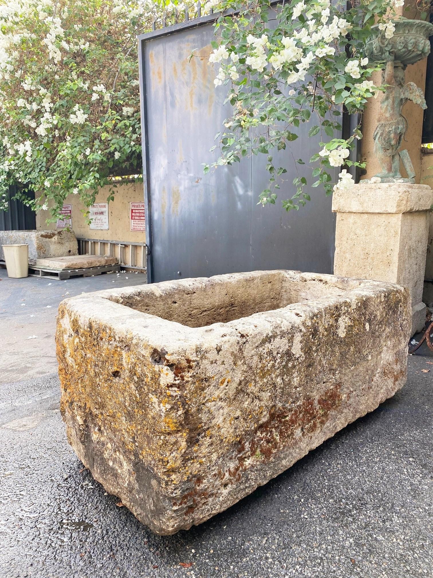 Hand Carved Stone Container Fountain Basin Tub Planter Firepit Trough Antique LA 9