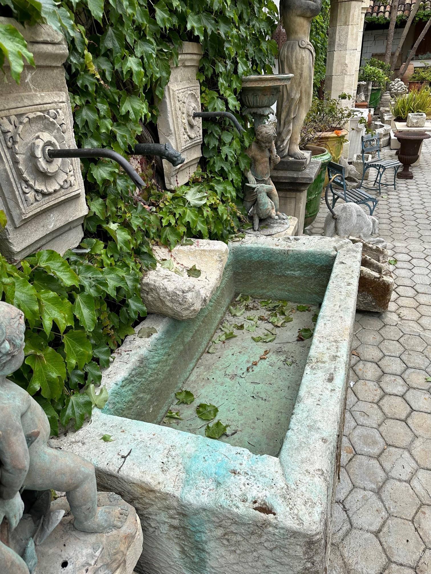 Hand Carved Stone Container Fountain Basin Tub Planter Firepit Trough Antique LA For Sale 7