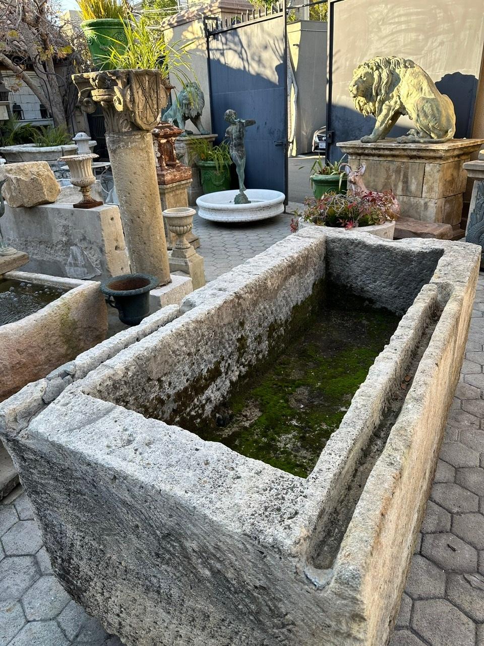Hand Carved Stone Container Fountain Basin Tub Planter Firepit Trough Antique LA For Sale 10