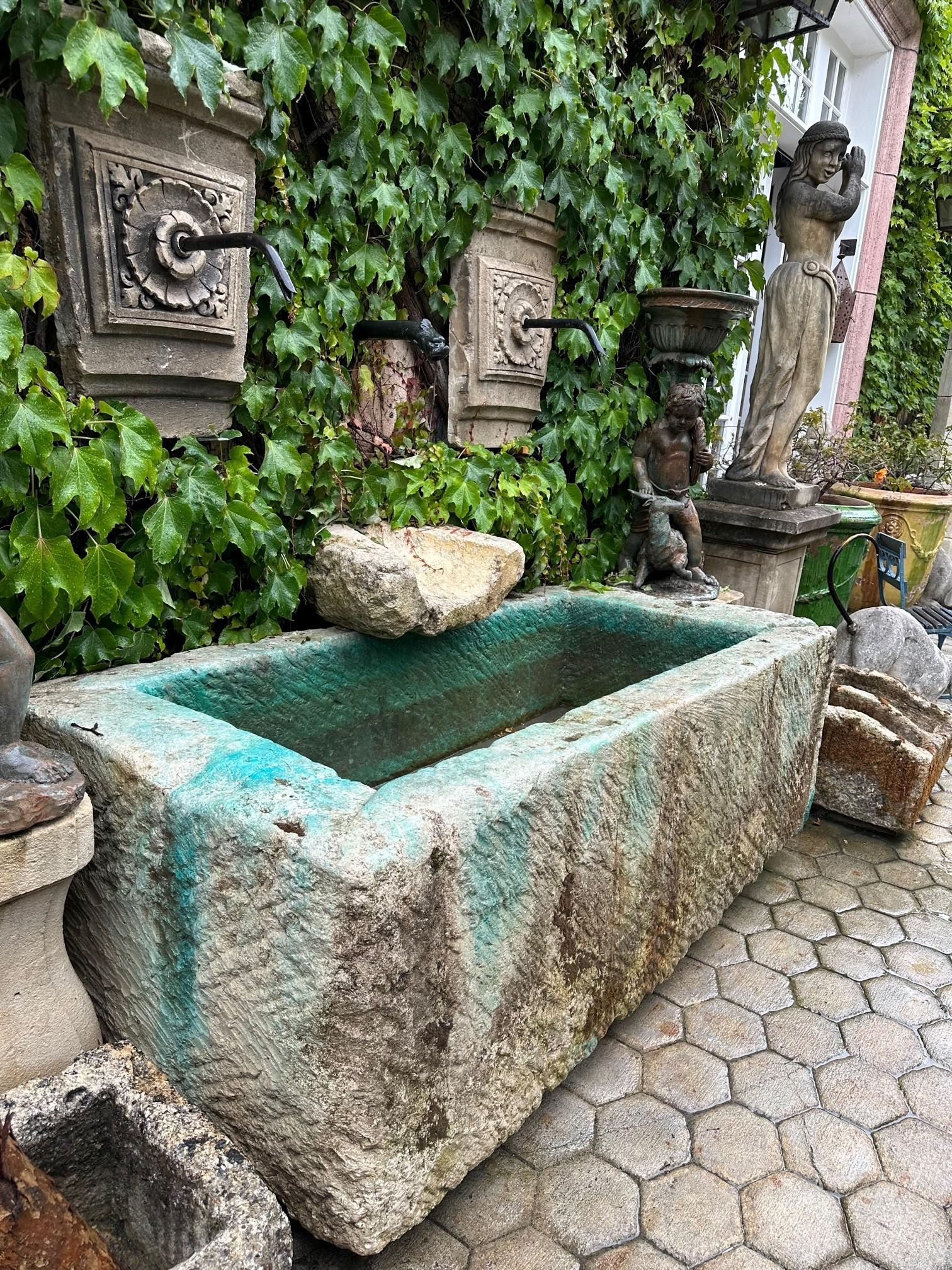 Hand Carved Stone Container Fountain Basin Tub Planter Firepit Trough Antique LA For Sale 8