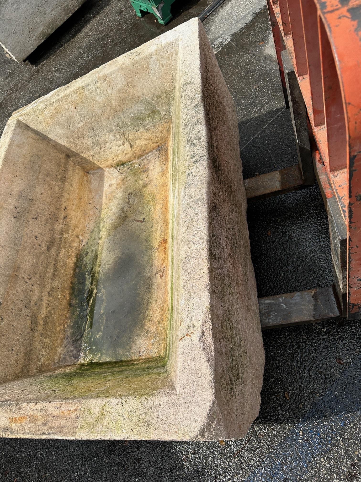 Hand Carved Stone Container Fountain Basin Tub Planter Firepit Trough Antique LA For Sale 12