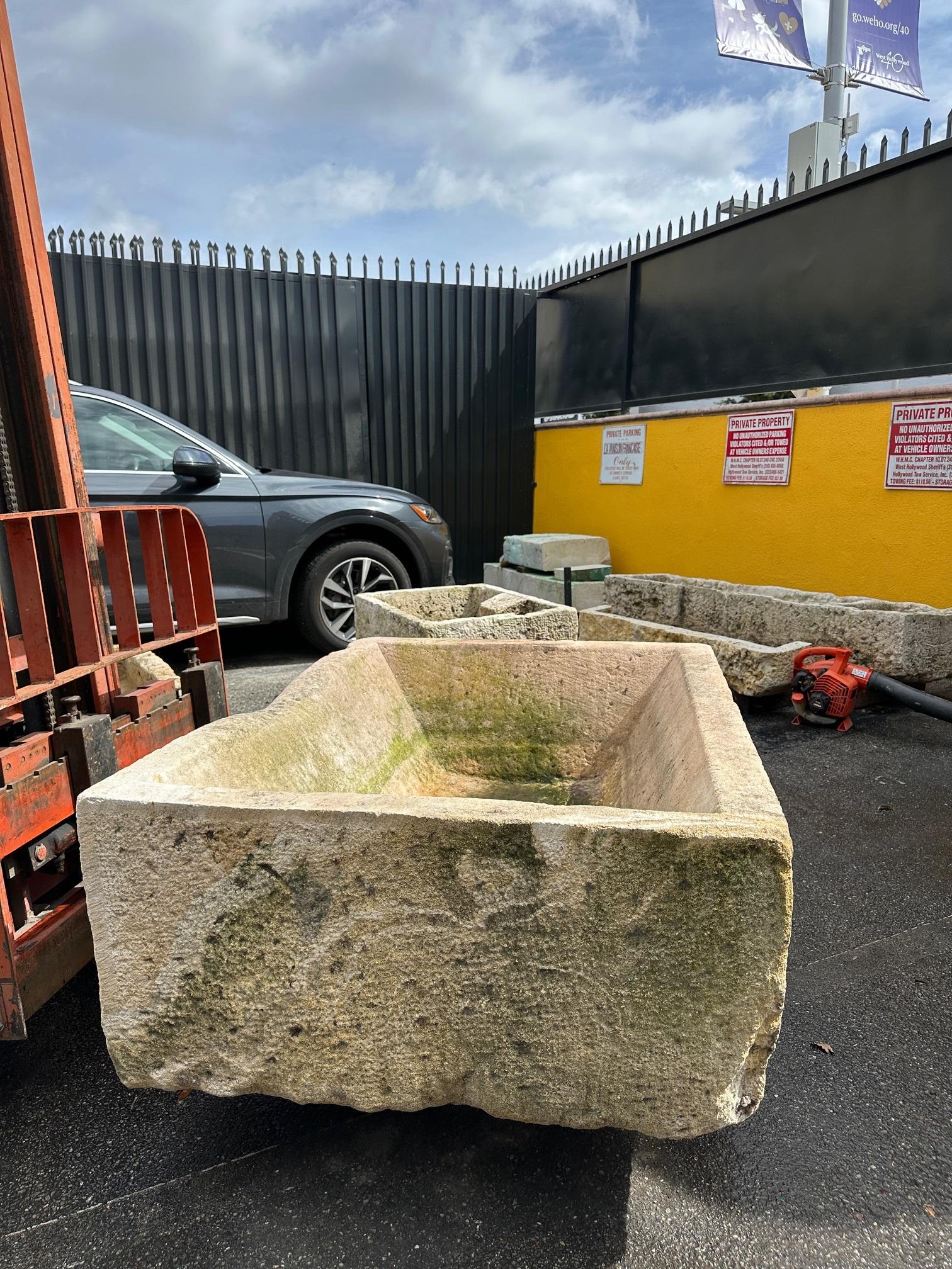 Hand Carved Stone Container Fountain Basin Tub Planter Firepit Trough Antique LA For Sale 13