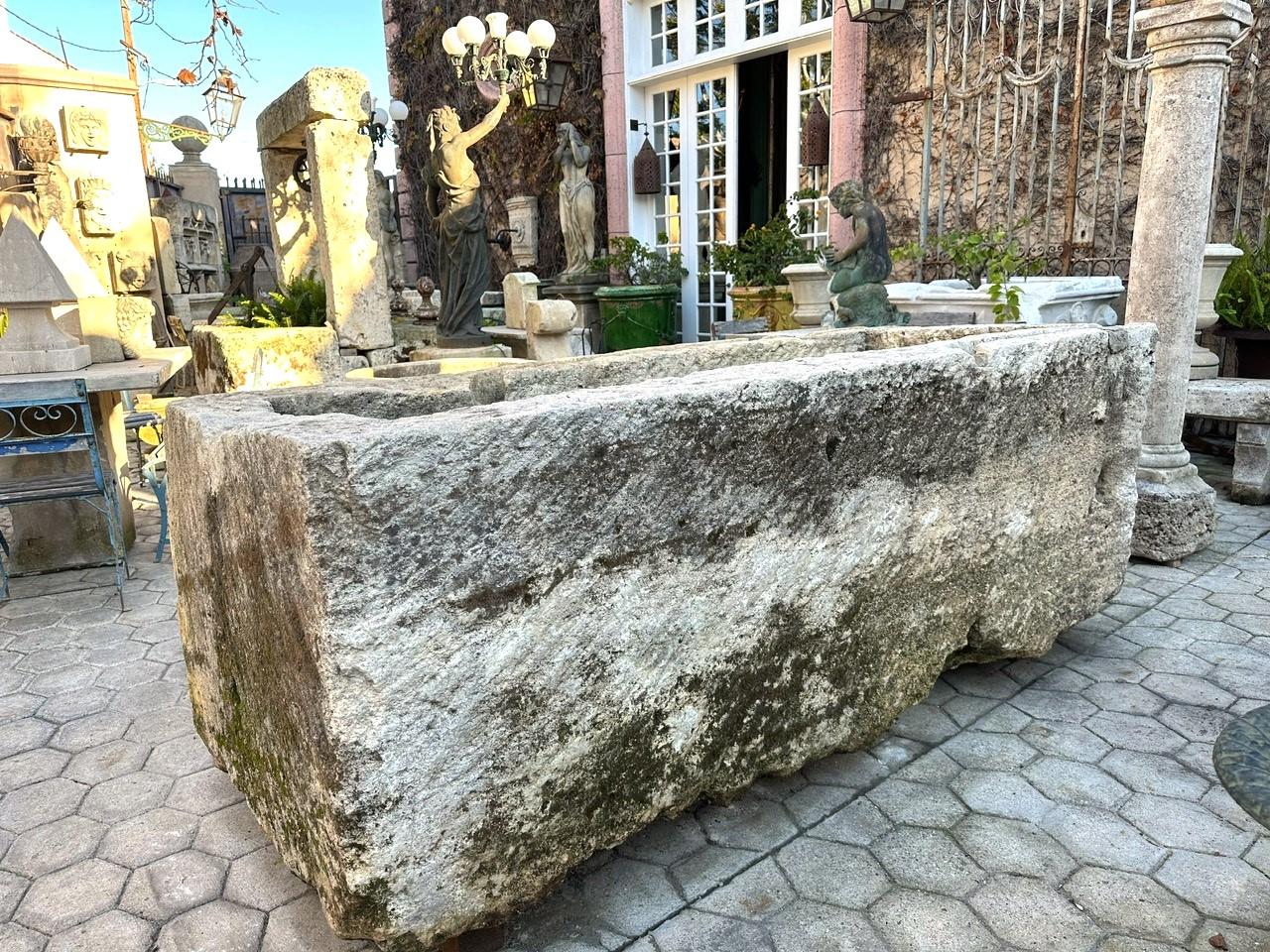 Hand Carved Stone Container Fountain Basin Tub Planter Firepit Trough Antique LA For Sale 13