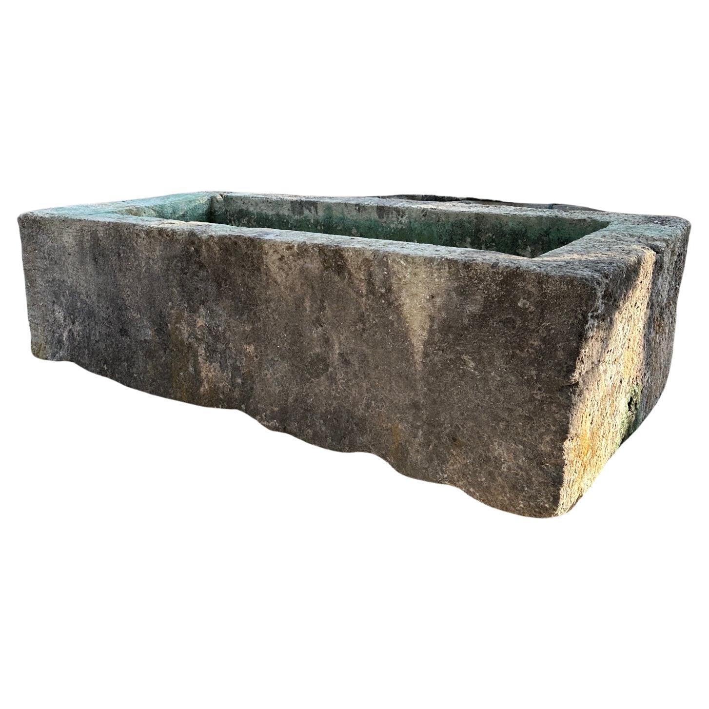 Hand carved stone Container Fountain Basin Tub planter Firepit Trough antique LA. Exquisite Very Large 17th century water fountain basin of hand carved stone. This trough could be installed with a simple bronze spout or a carved stone fountain head,