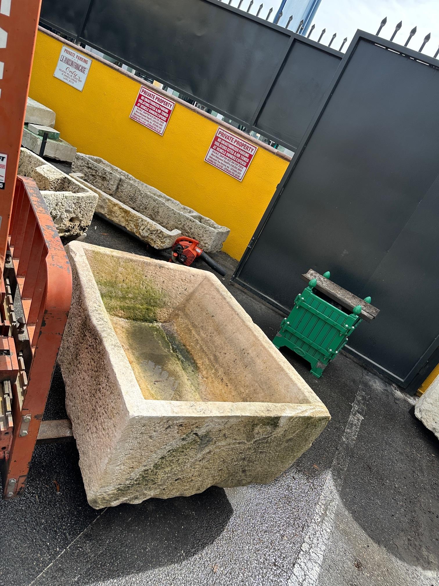 Hand Carved Stone Container Fountain Basin Tub Planter Firepit Trough Antique LA For Sale 15