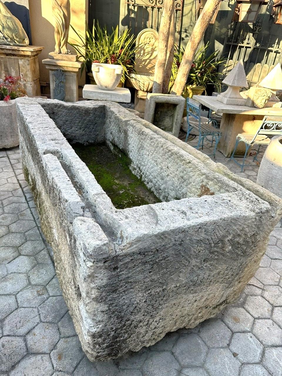Hand Carved Stone Container Fountain Basin Tub Planter Firepit Trough Antique LA For Sale 15