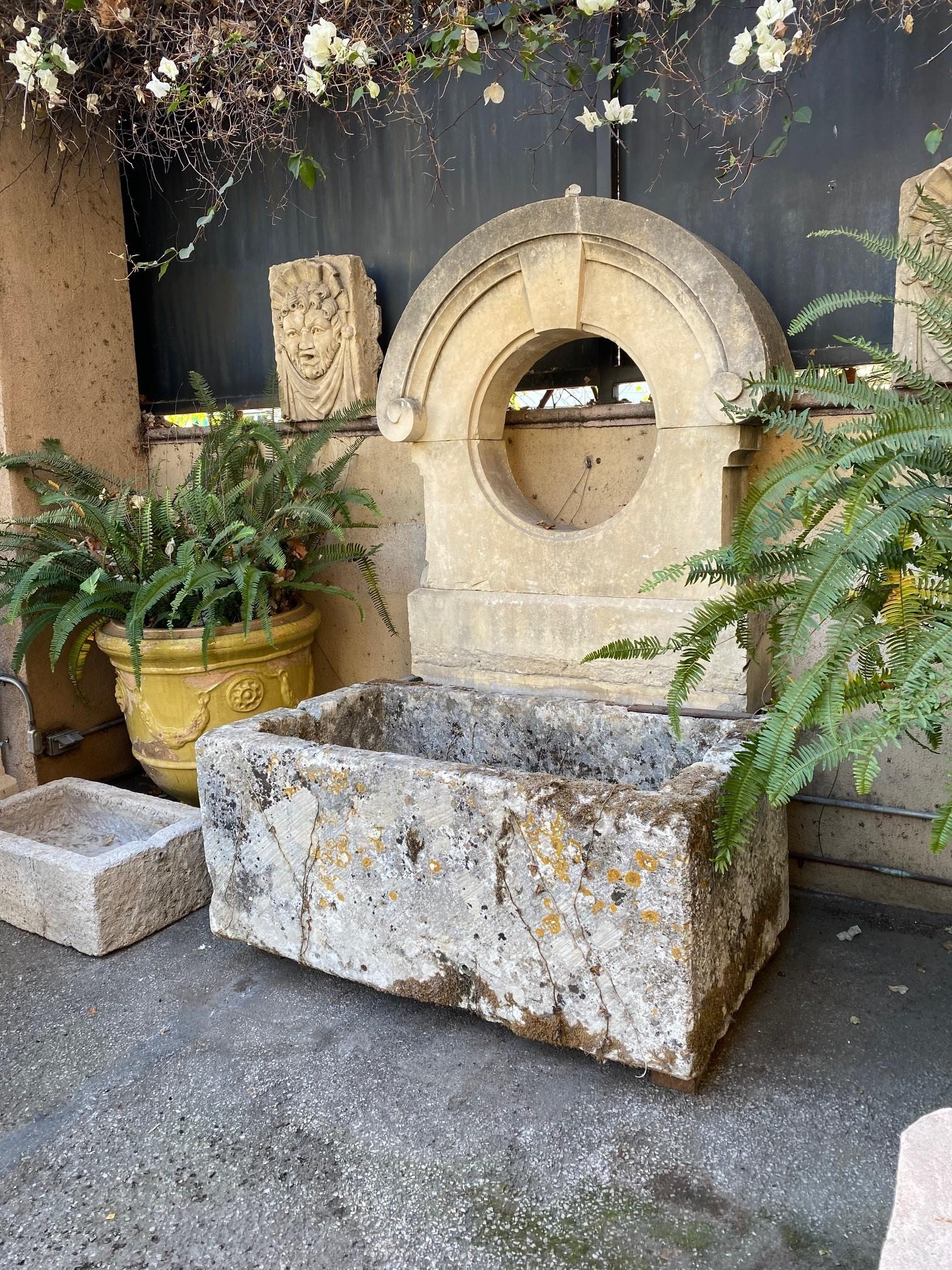 French Hand Carved Stone Container Fountain Basin Tub Planter Firepit Trough Antique LA