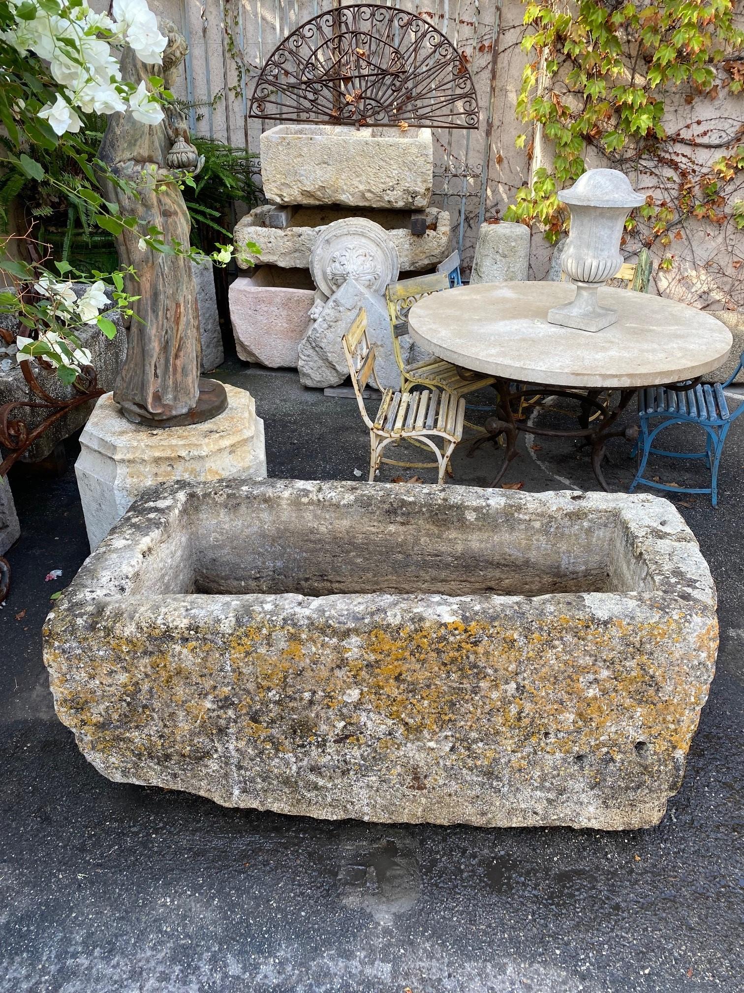 French Hand Carved Stone Container Fountain Basin Tub Planter Firepit Trough Antique LA