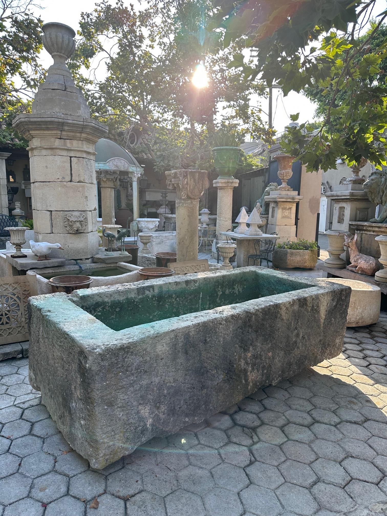 Hand Carved Stone Container Fountain Basin Tub Planter Firepit Trough Antique LA In Good Condition In West Hollywood, CA