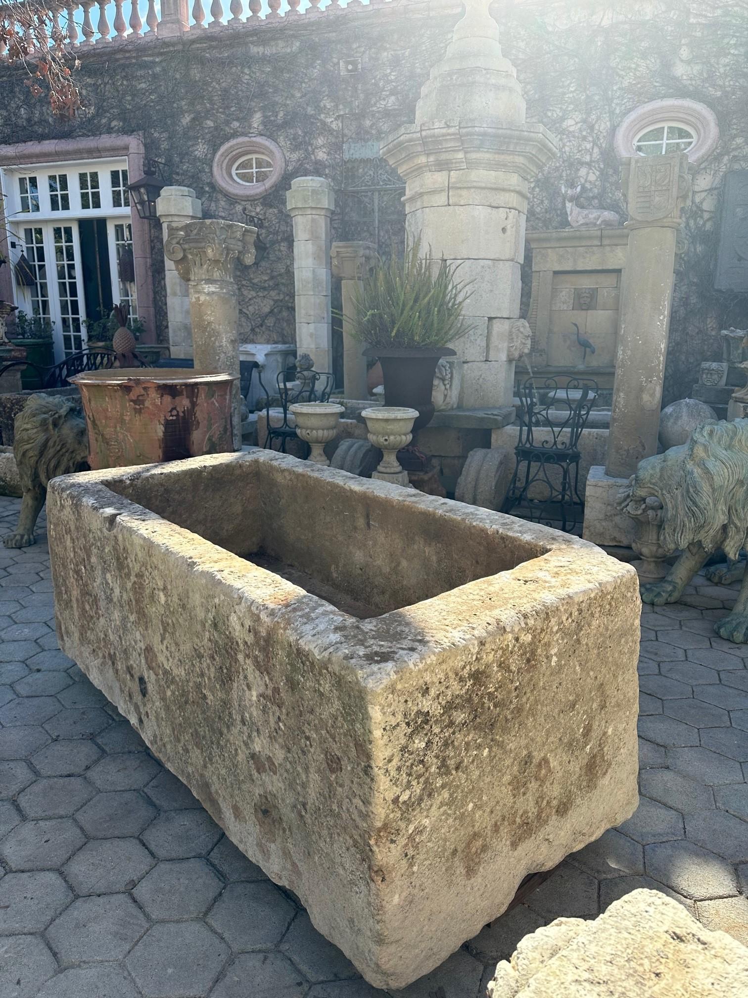 Hand Carved Stone Container Fountain Basin Tub Planter Firepit Trough Antique LA 1