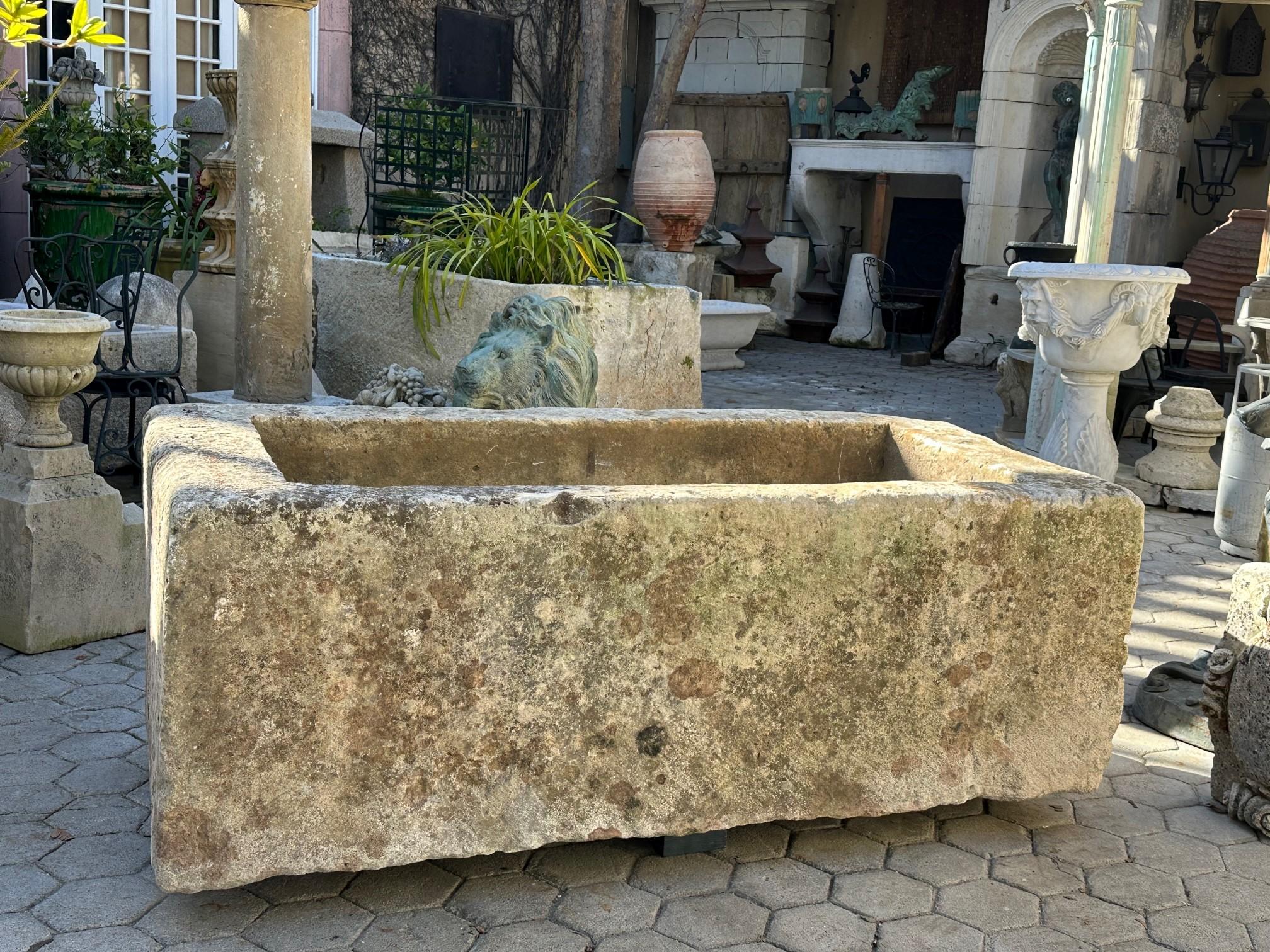 Hand Carved Stone Container Fountain Basin Tub Planter Firepit Trough Antique LA 2