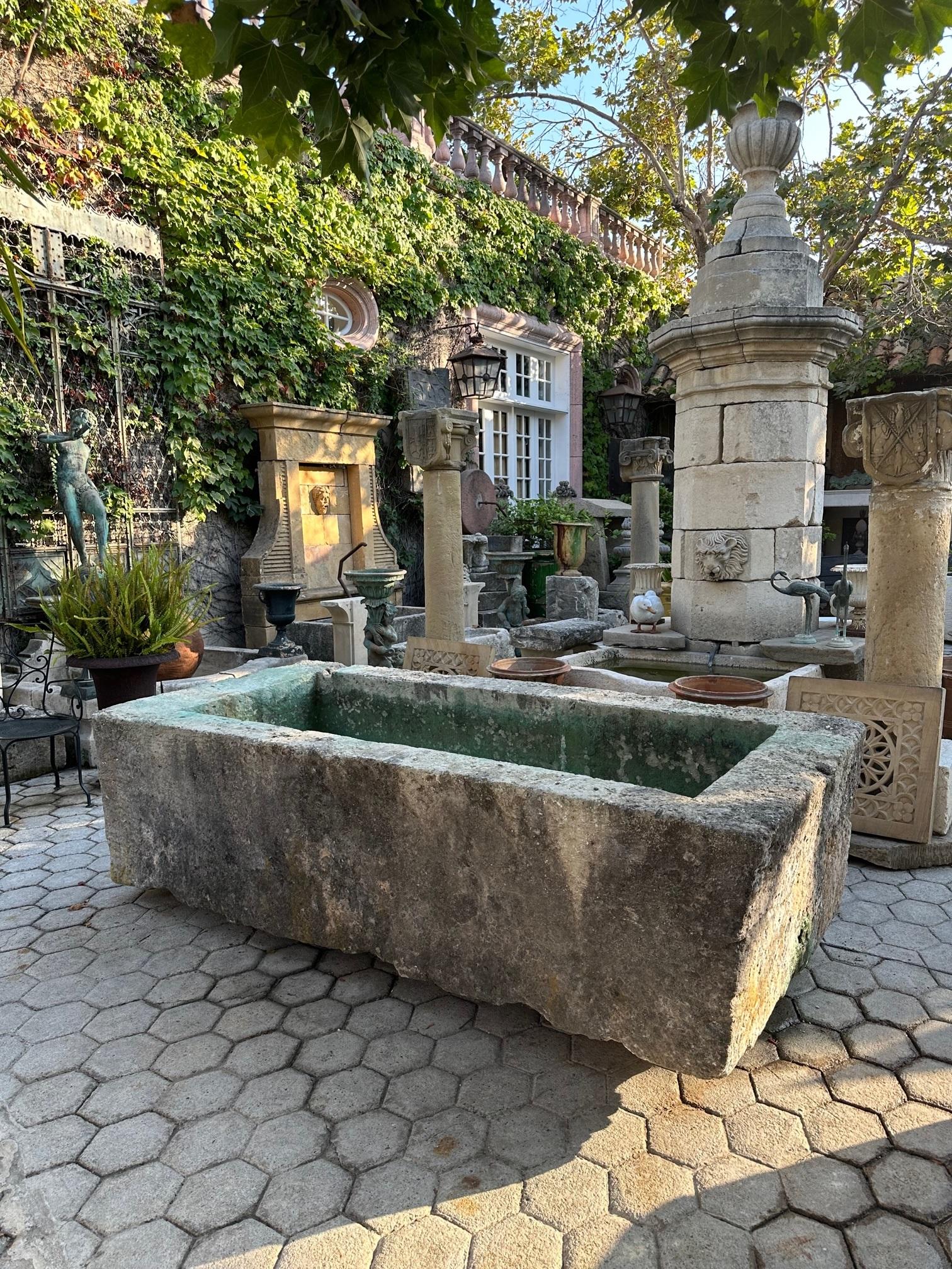 Hand Carved Stone Container Fountain Basin Tub Planter Firepit Trough Antique LA 2