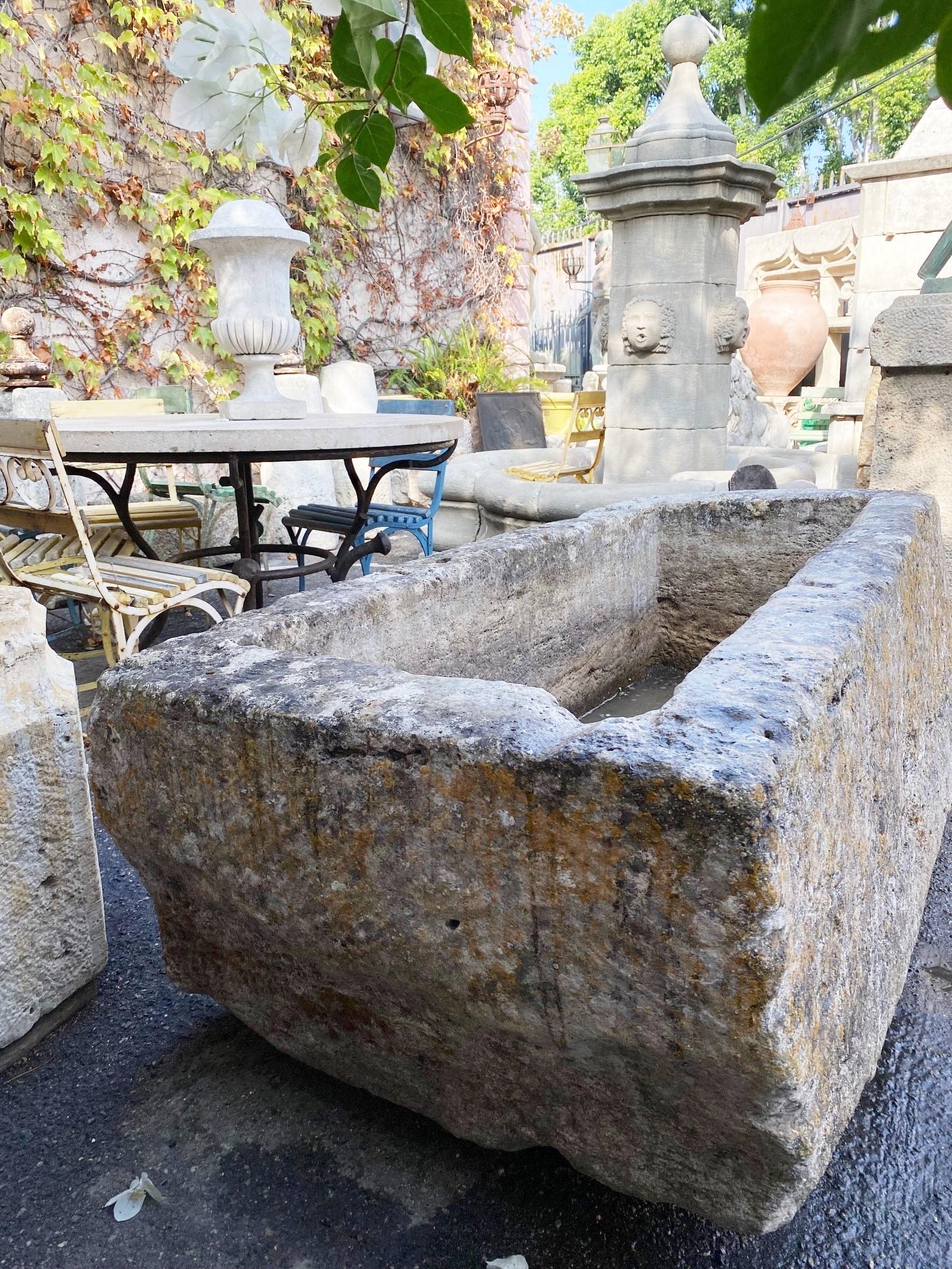 Hand Carved Stone Container Fountain Basin Tub Planter Firepit Trough Antique LA 3