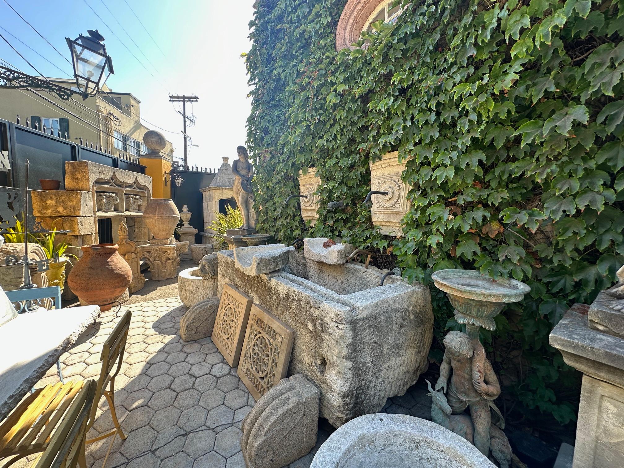 Hand Carved Stone Container Fountain Basin Tub Planter Firepit Trough Antique LA For Sale 3