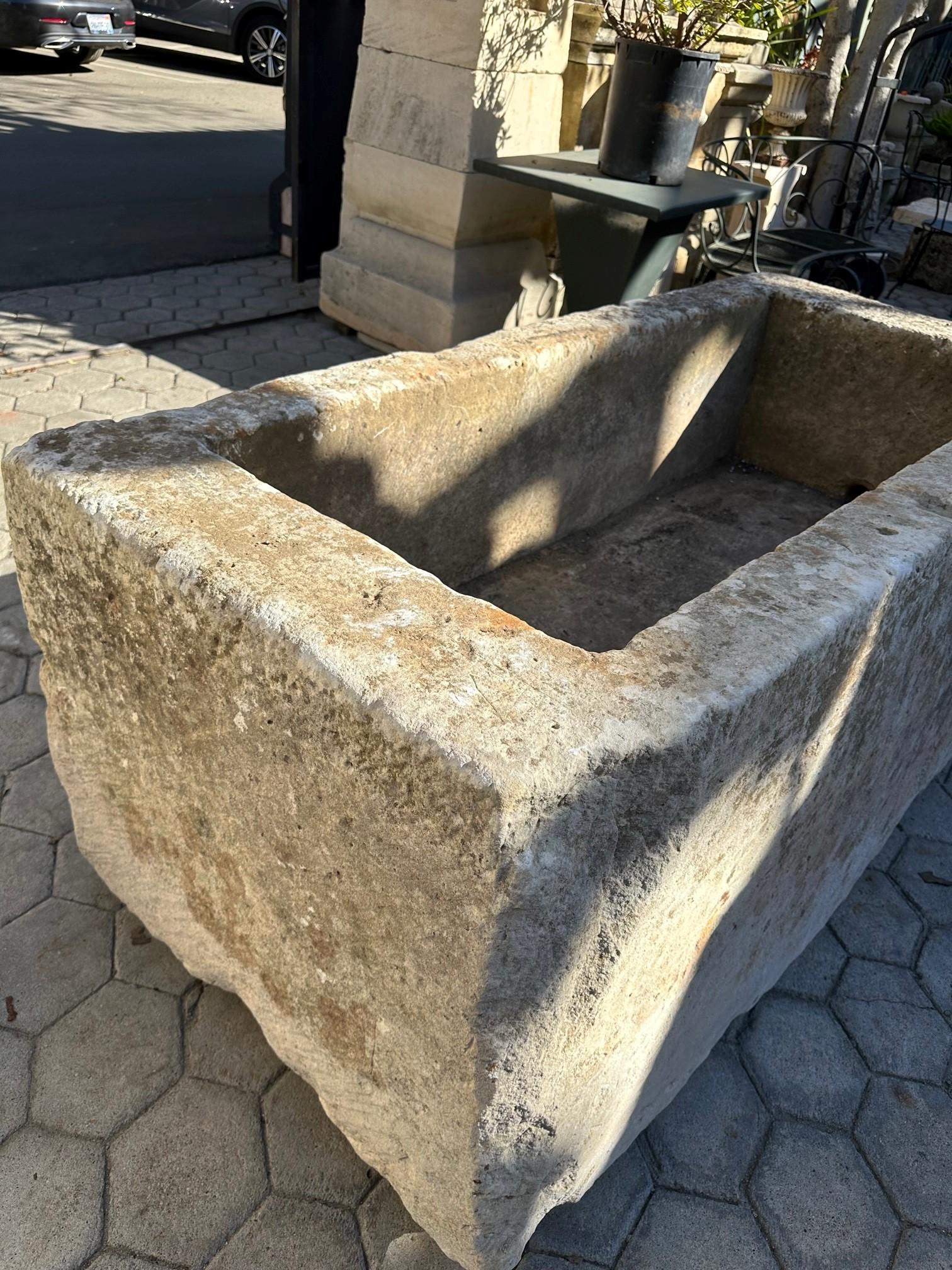 Hand Carved Stone Container Fountain Basin Tub Planter Firepit Trough Antique LA 4