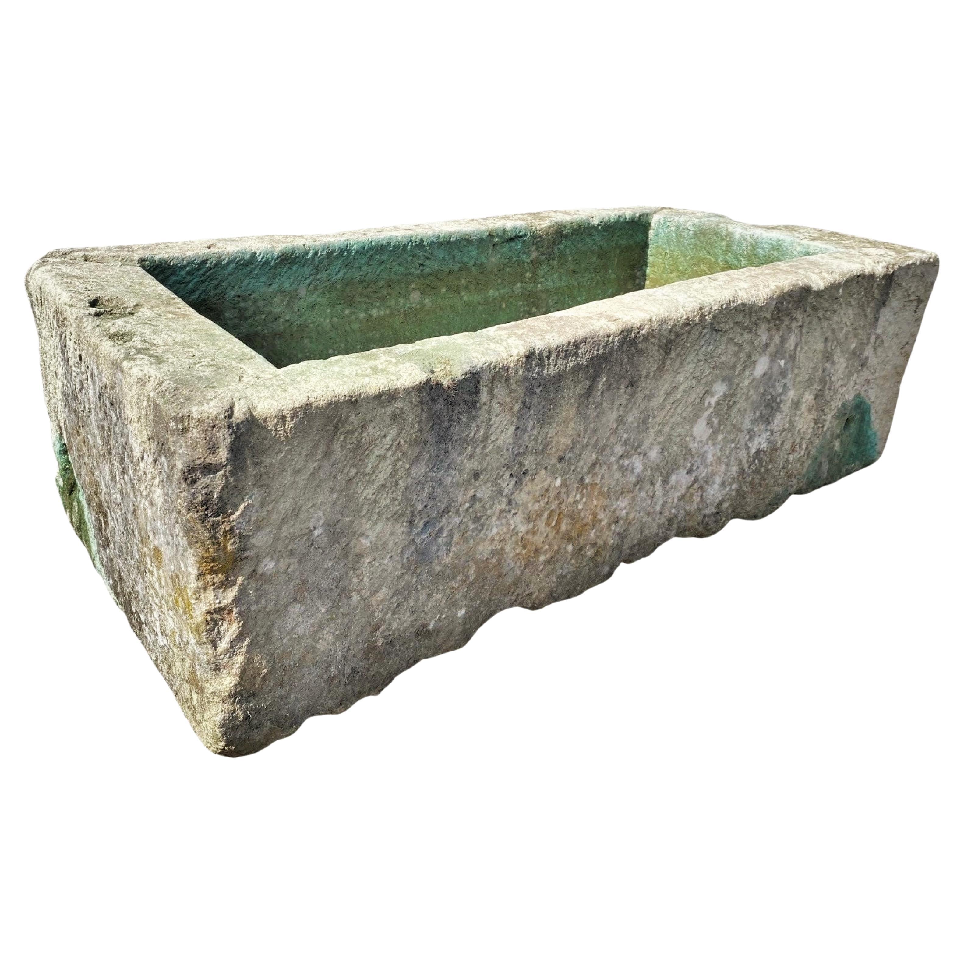 Hand Carved Stone Container Fountain Basin Tub Planter Firepit Trough Antique LA For Sale