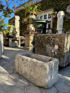 Hand Carved Stone Container Fountain Trough Basin Planter Antique Farm Sink CA