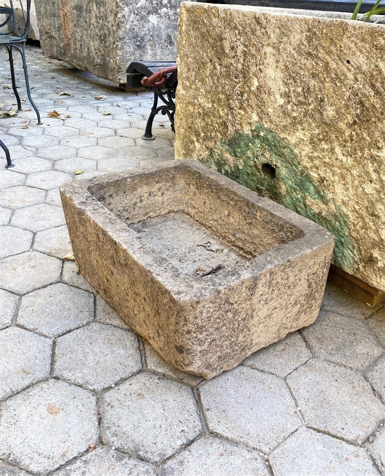 Hand Carved Stone Container Fountain Trough Basin Planter Antique Farm Sink CA 8