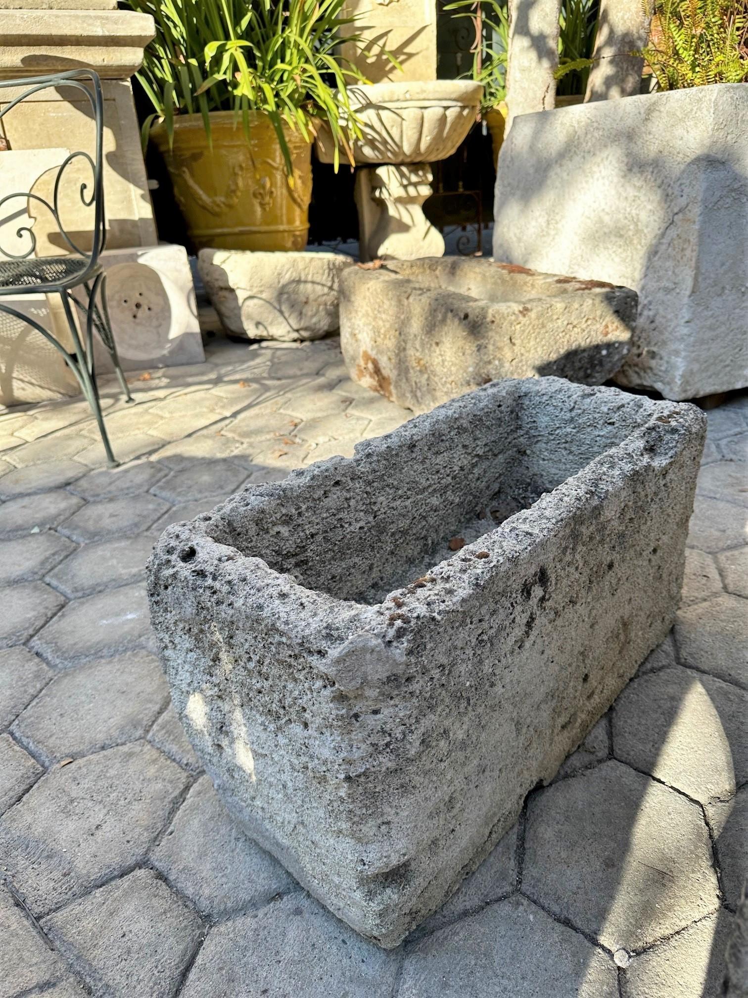 Hand Carved Stone Container Fountain Trough Basin Planter Antique Farm Sink CA For Sale 10