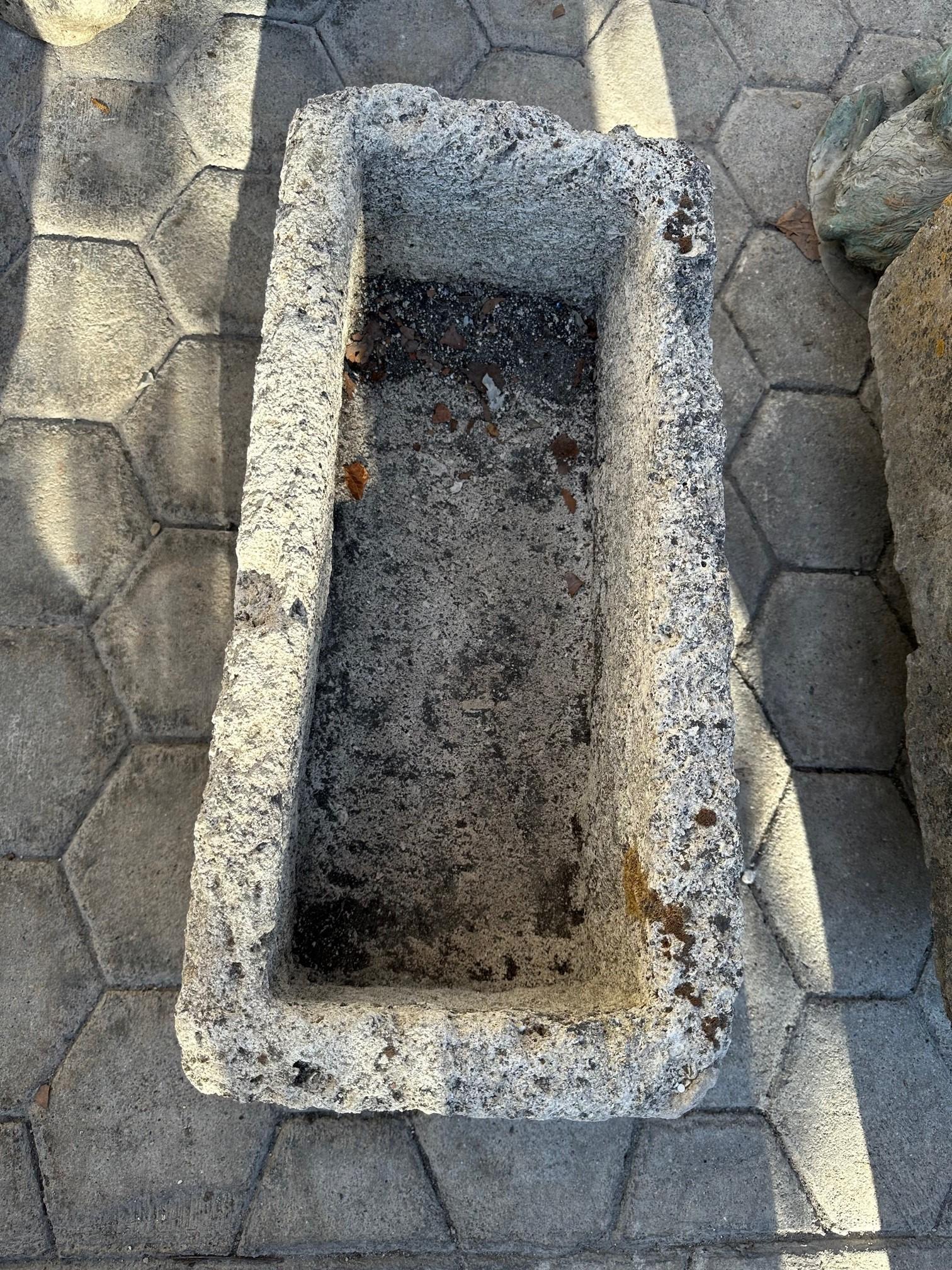 Hand Carved Stone Container Fountain Trough Basin Planter Antique Farm Sink CA For Sale 11