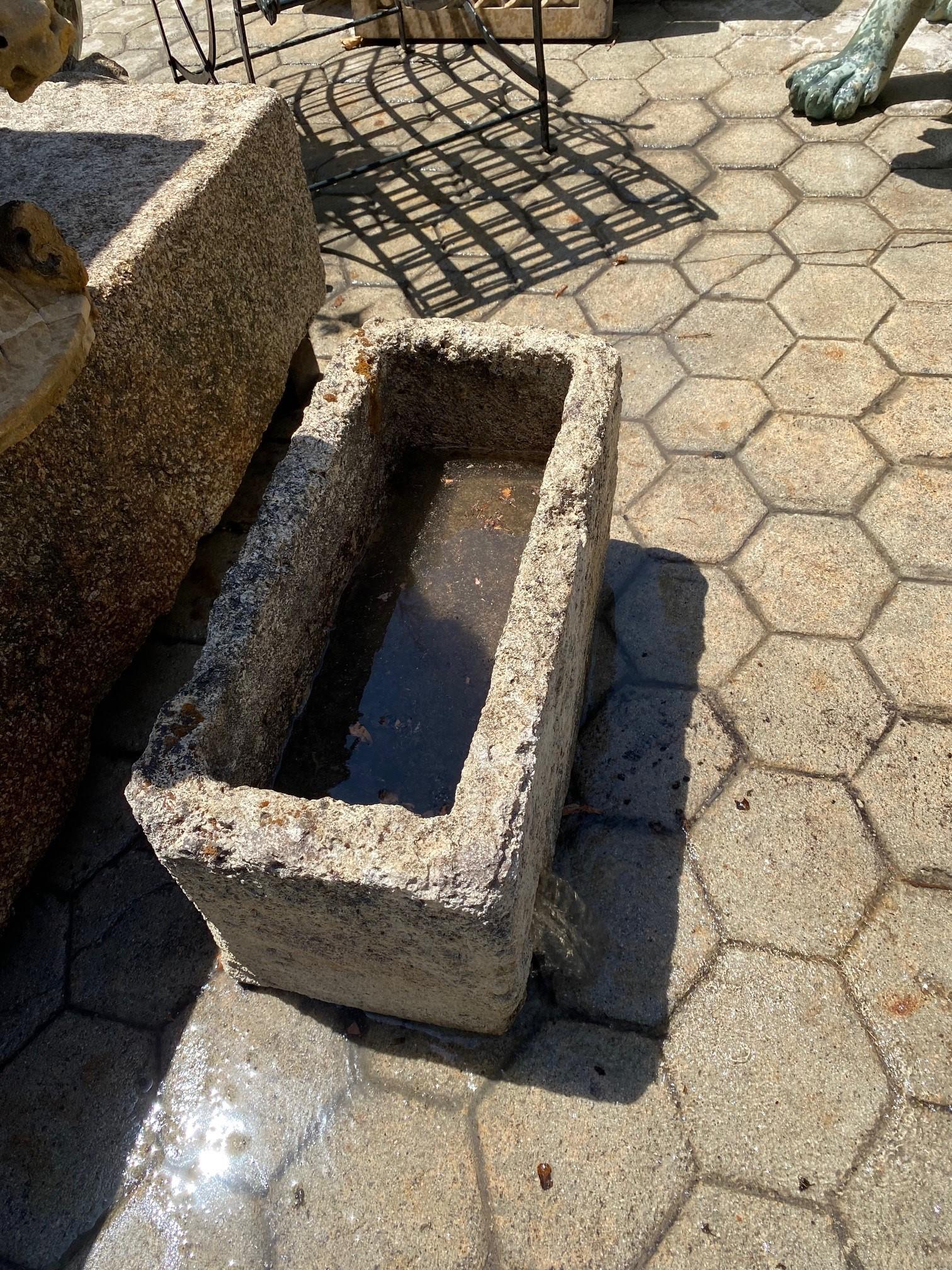Hand Carved Stone Container Fountain Trough Basin Planter Antique Farm Sink CA For Sale 12