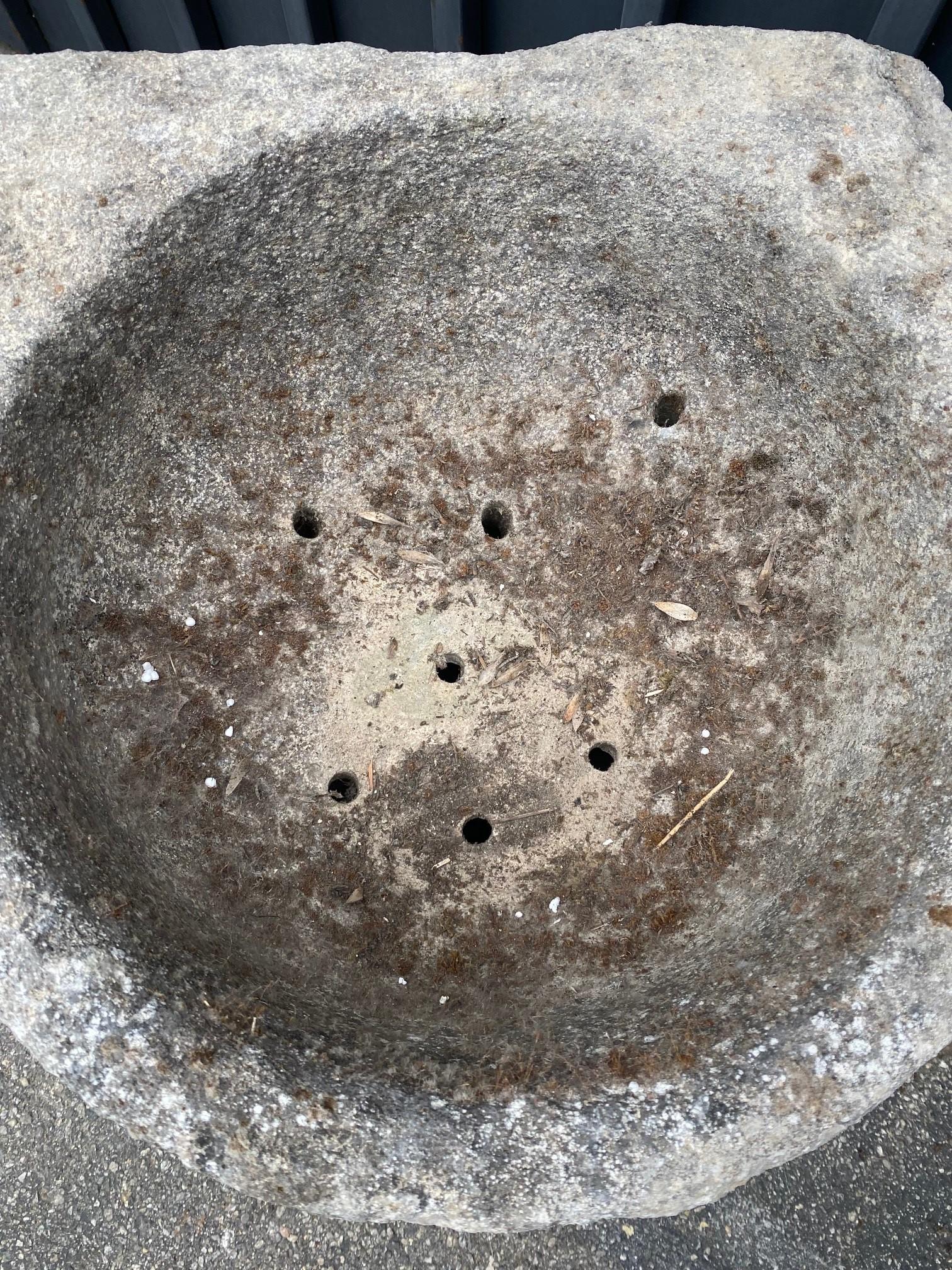 Handgeschnitzter Steinbehälter Brunnen-, Trough Basin-Pflanzgefäß, Antiker Bauern Waschbecken, LA 3