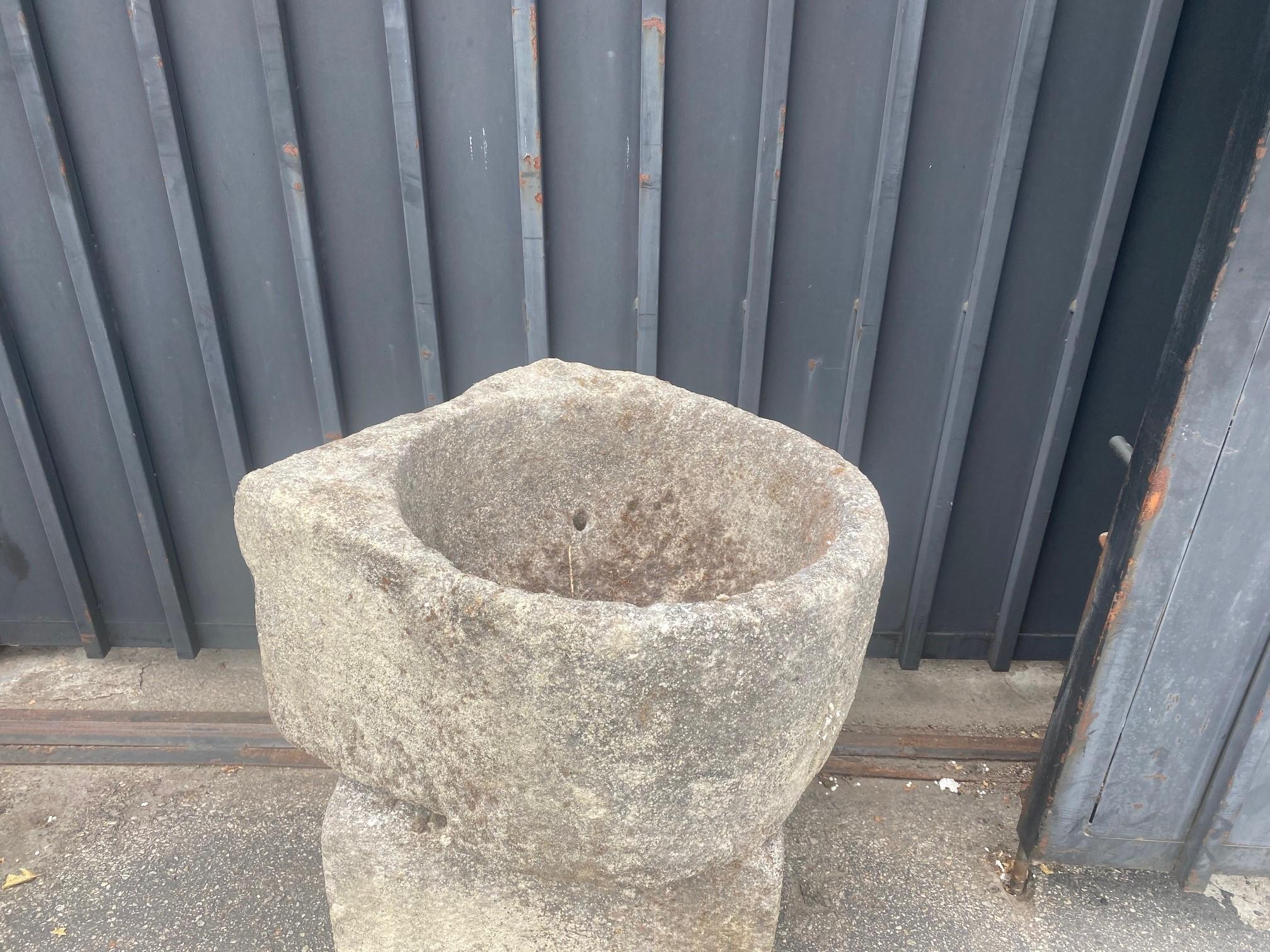 Hand Carved Stone Container Fountain Trough Basin Planter Antique Farm Sink LA For Sale 5