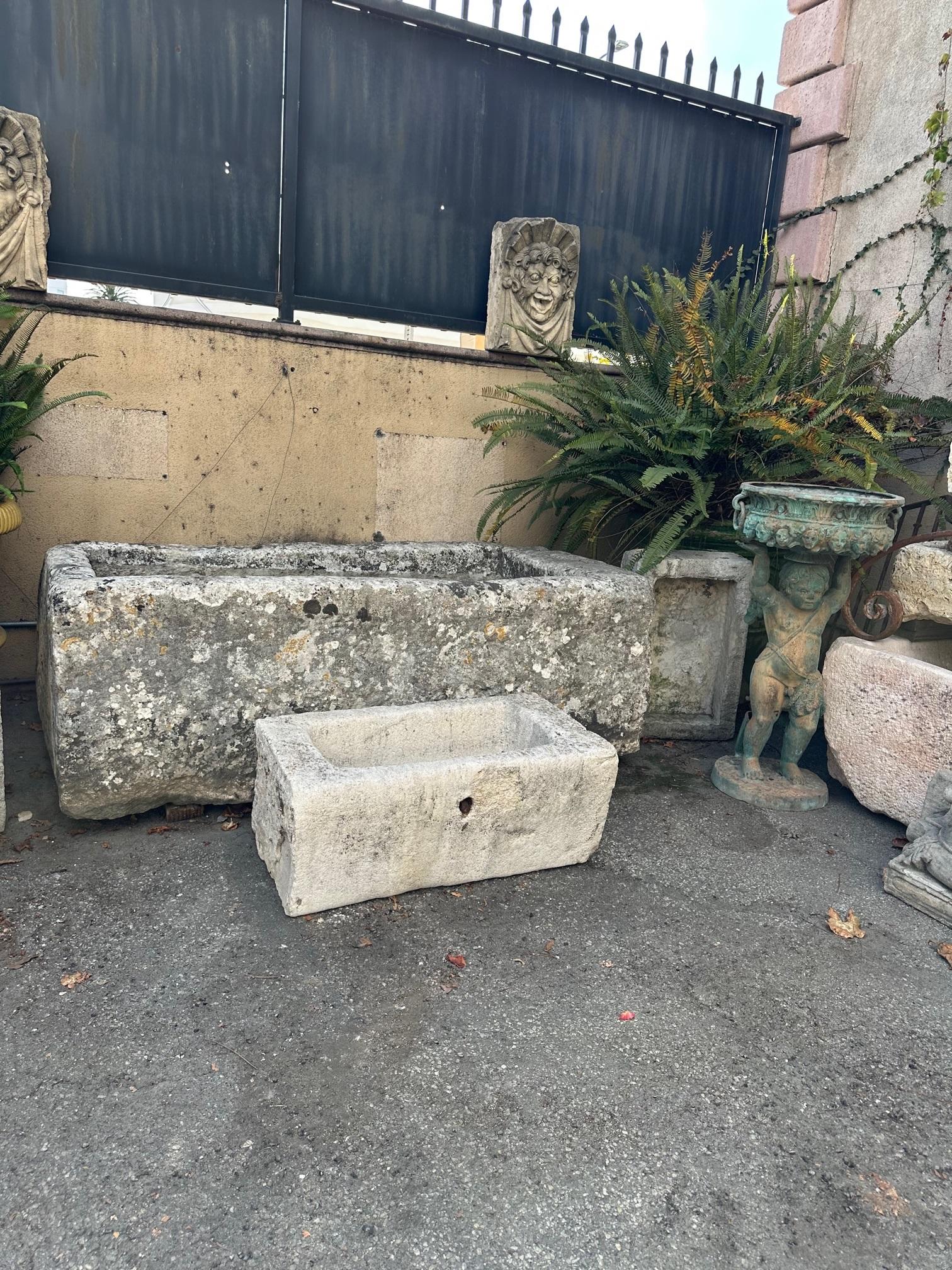 Hand Carved Stone Container Fountain Trough Basin Planter Antique Farm Sink LA For Sale 5