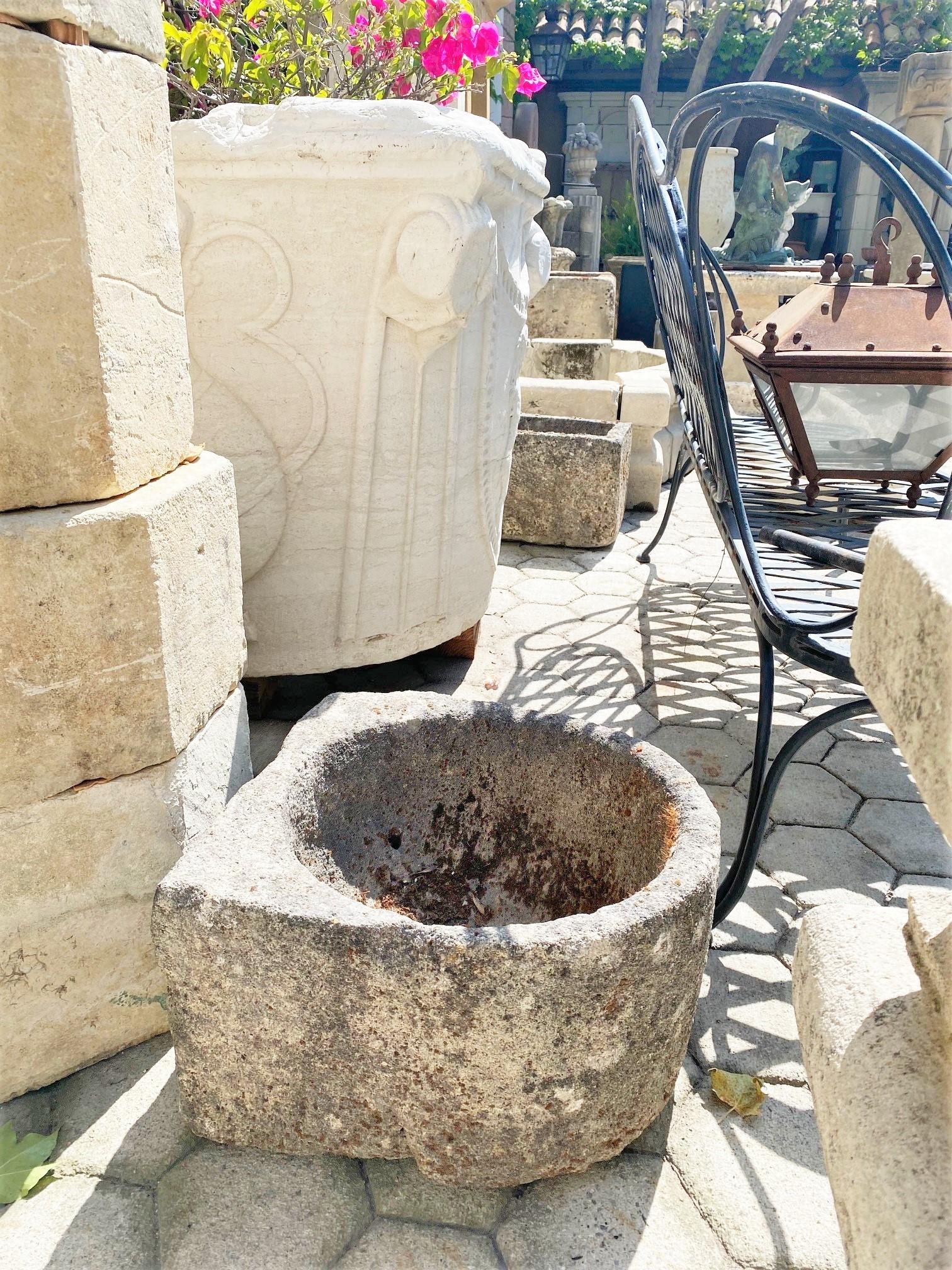 Hand Carved Stone Container Fountain Trough Basin Planter Antique Farm Sink LA For Sale 7