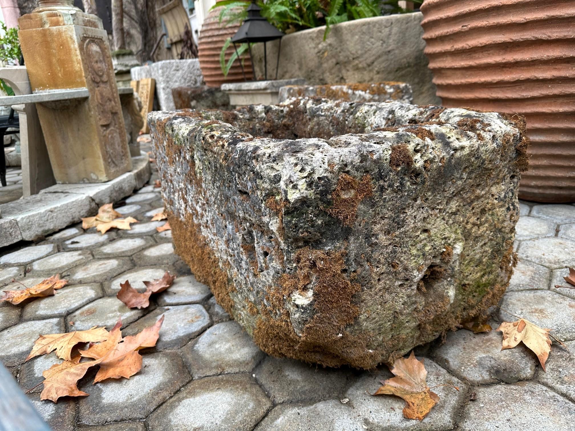 Hand Carved Stone Container Fountain Trough Basin Planter Antique Farm Sink LA For Sale 12