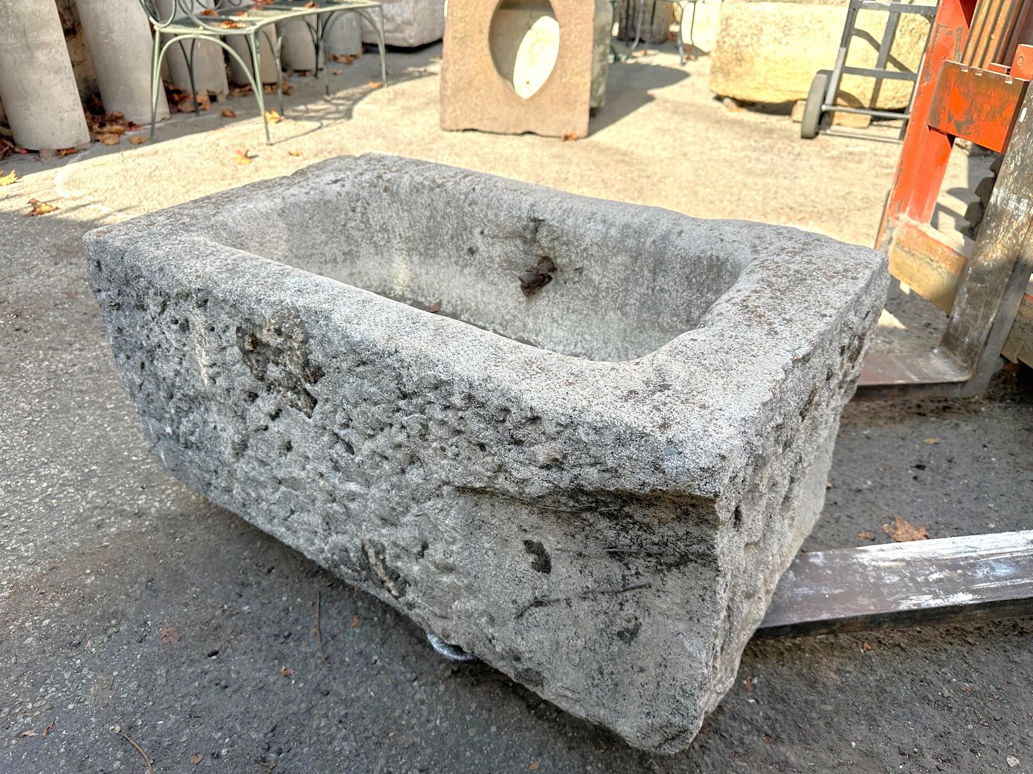 Hand Carved Stone Container Fountain Trough Basin Planter Antique Farm Sink LA For Sale 10