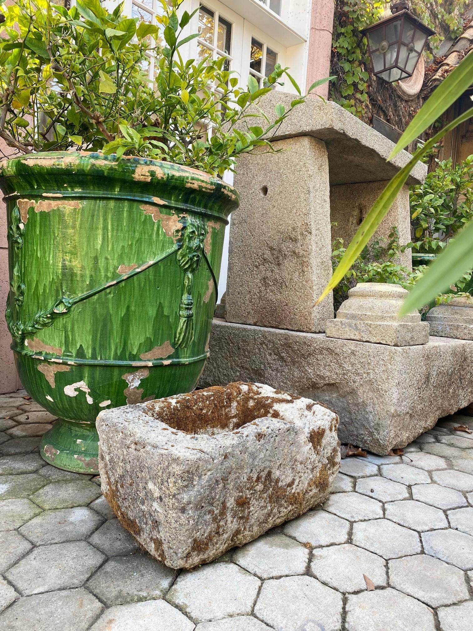 Hand Carved Stone Container Fountain Trough Basin Planter Antique Farm Sink LA In Good Condition In West Hollywood, CA