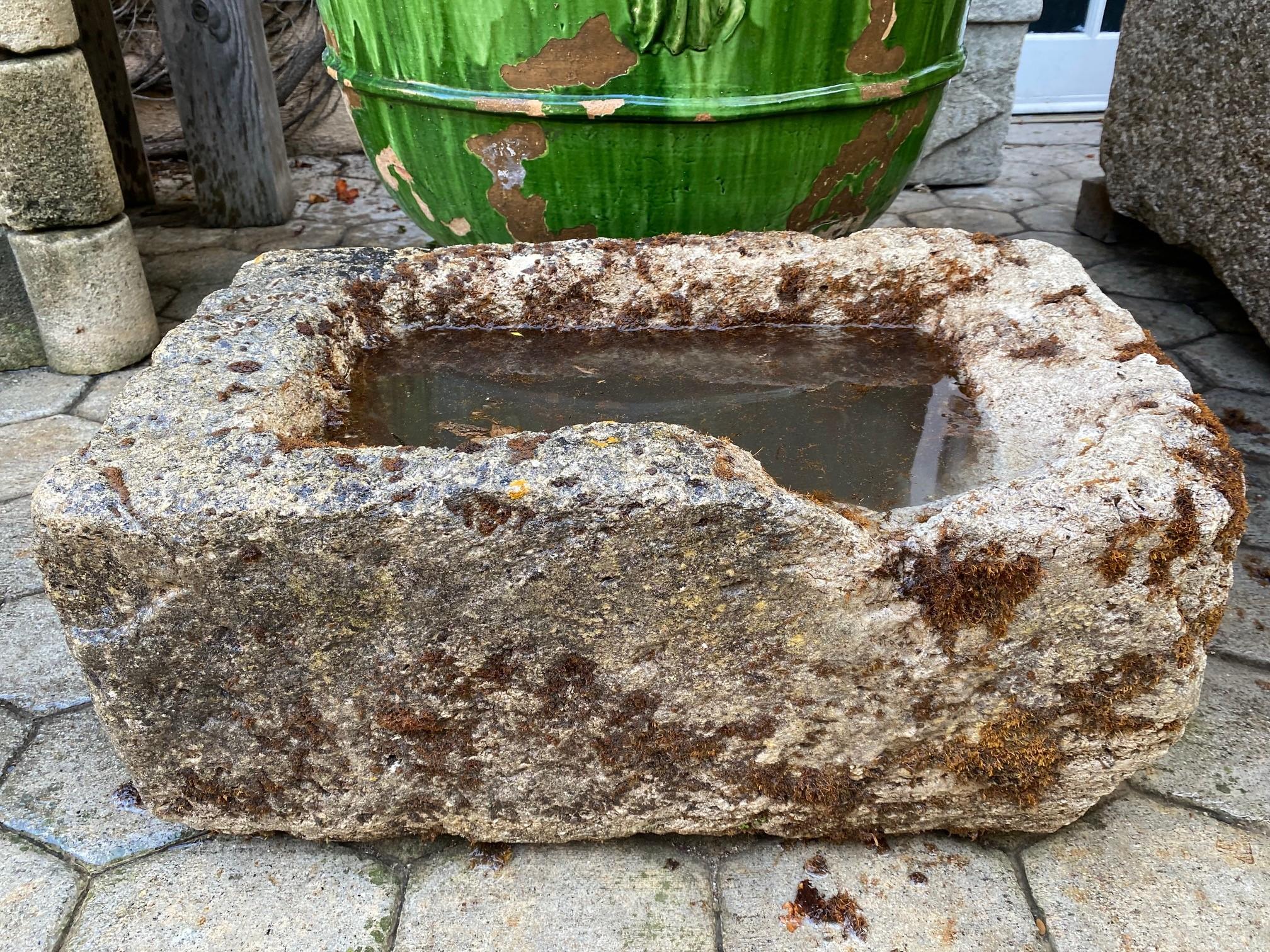 18th Century and Earlier Hand Carved Stone Container Fountain Trough Basin Planter Antique Farm Sink LA