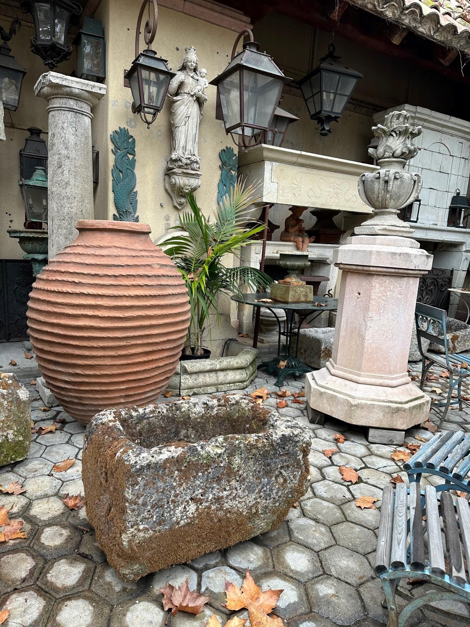 Hand Carved Stone Container Fountain Trough Basin Planter Antique Farm Sink LA For Sale 1