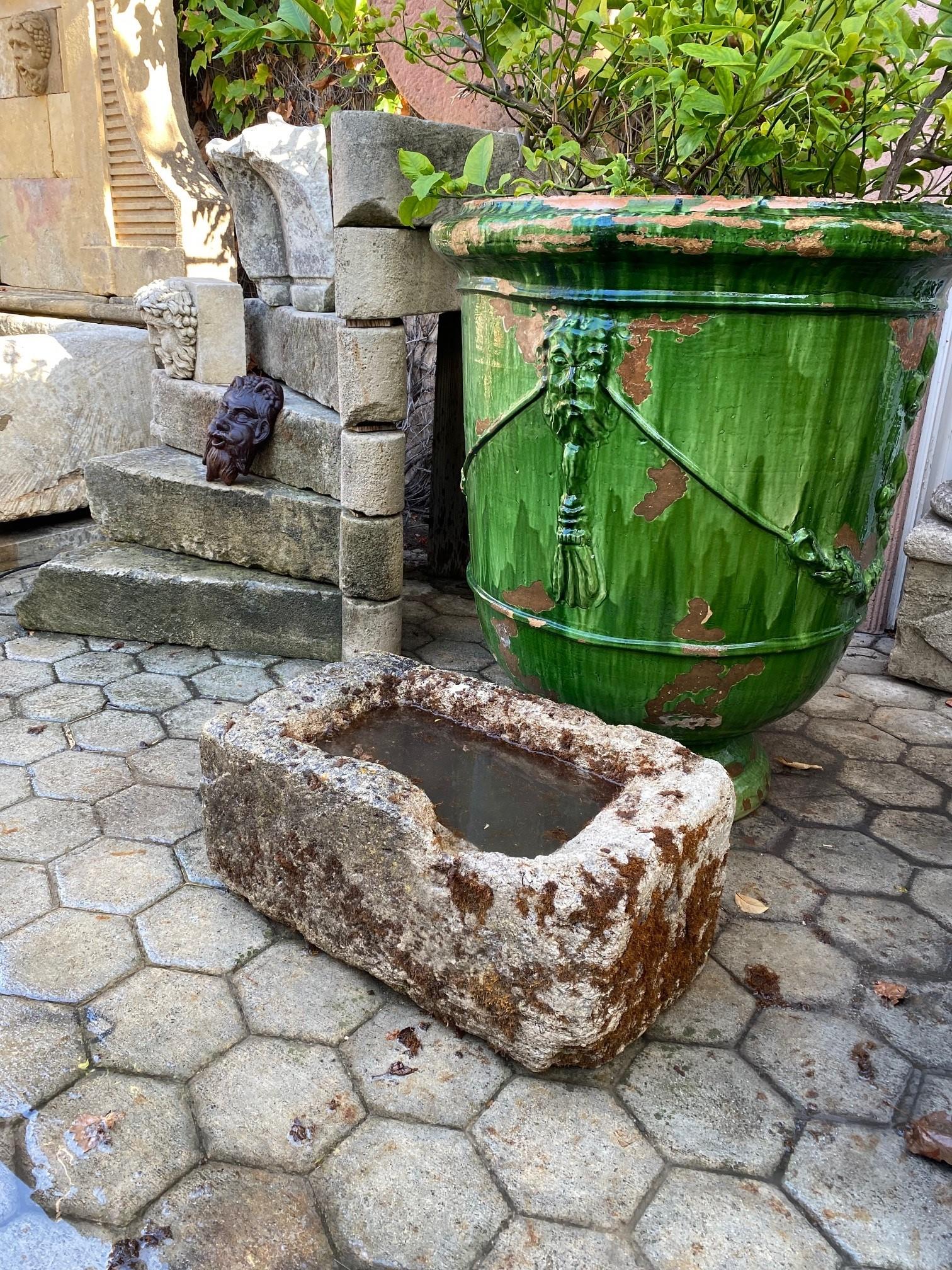 Hand Carved Stone Container Fountain Trough Basin Planter Antique Farm Sink LA 2