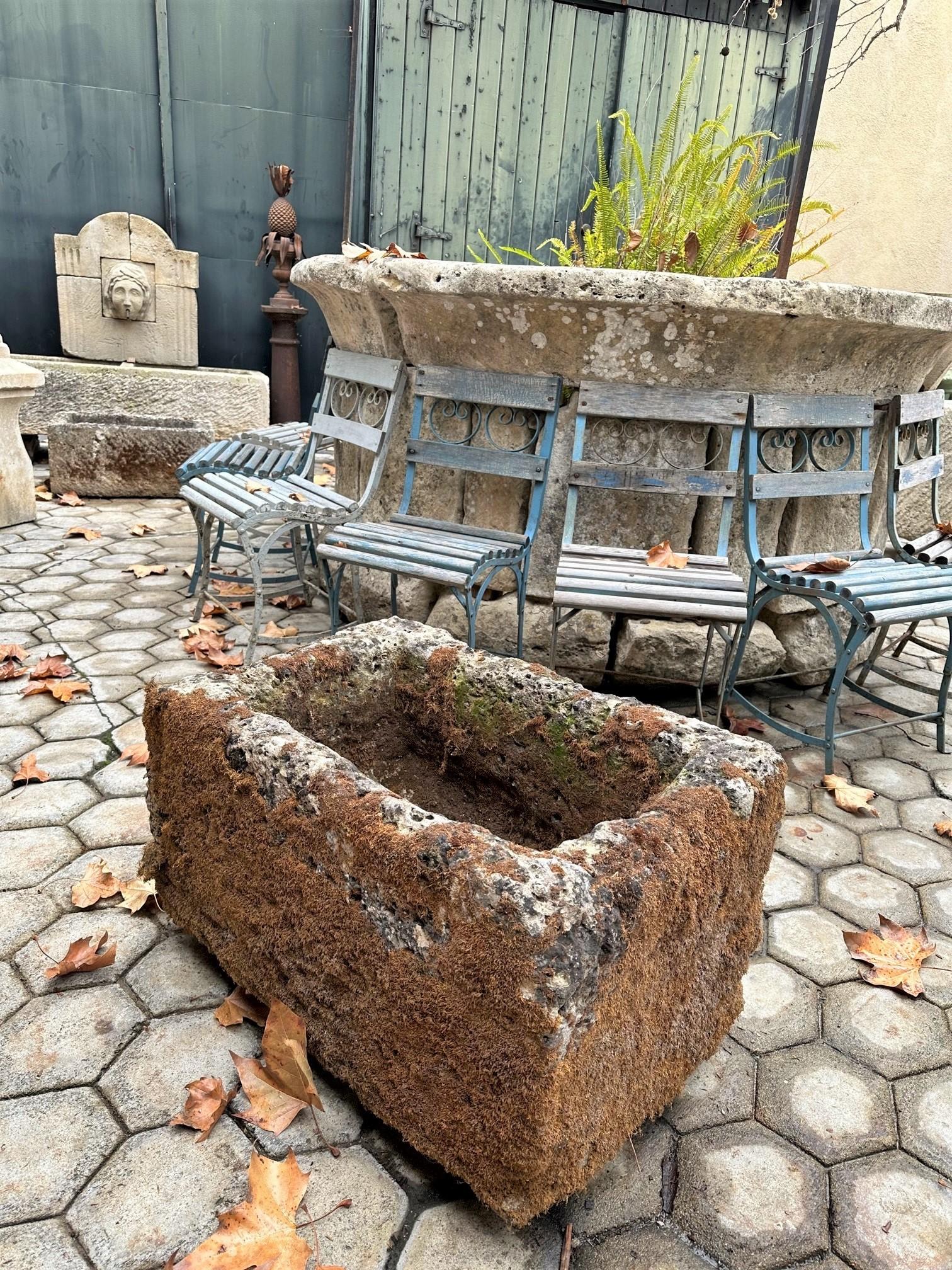 Hand Carved Stone Container Fountain Trough Basin Planter Antique Farm Sink LA For Sale 2