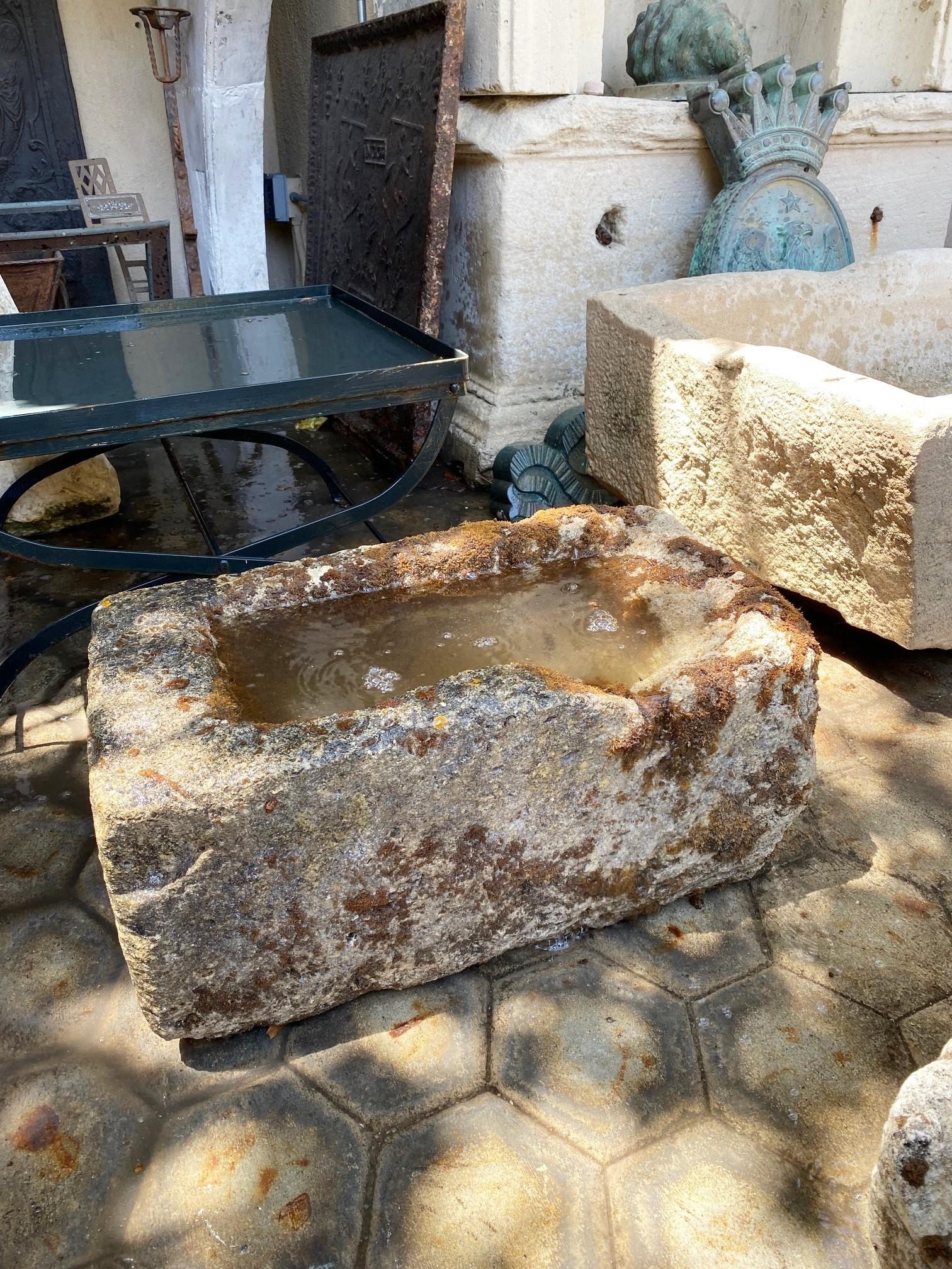 Hand Carved Stone Container Fountain Trough Basin Planter Antique Farm Sink LA 3