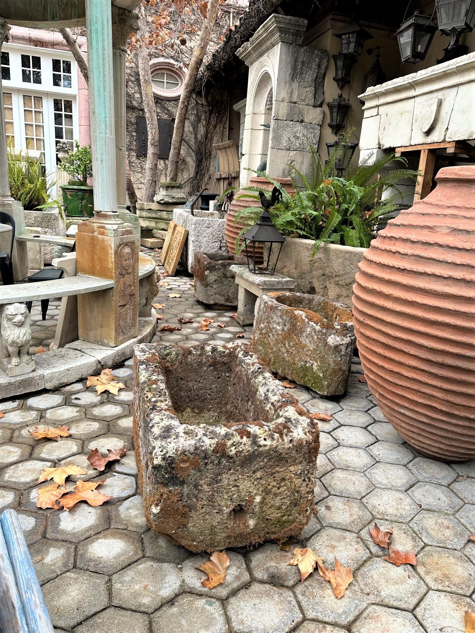Hand Carved Stone Container Fountain Trough Basin Planter Antique Farm Sink LA For Sale 3