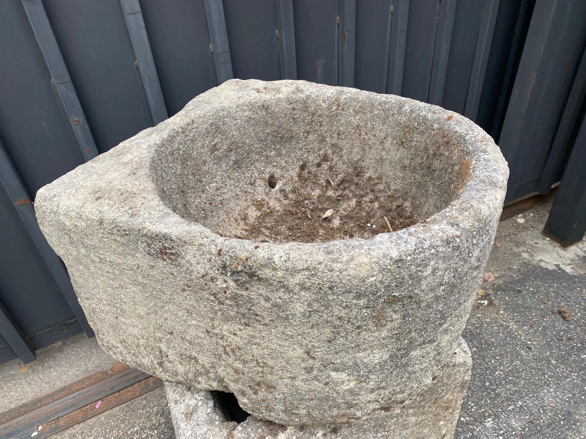 Hand Carved Stone Container Fountain Trough Basin Planter Antique Farm Sink LA For Sale 1